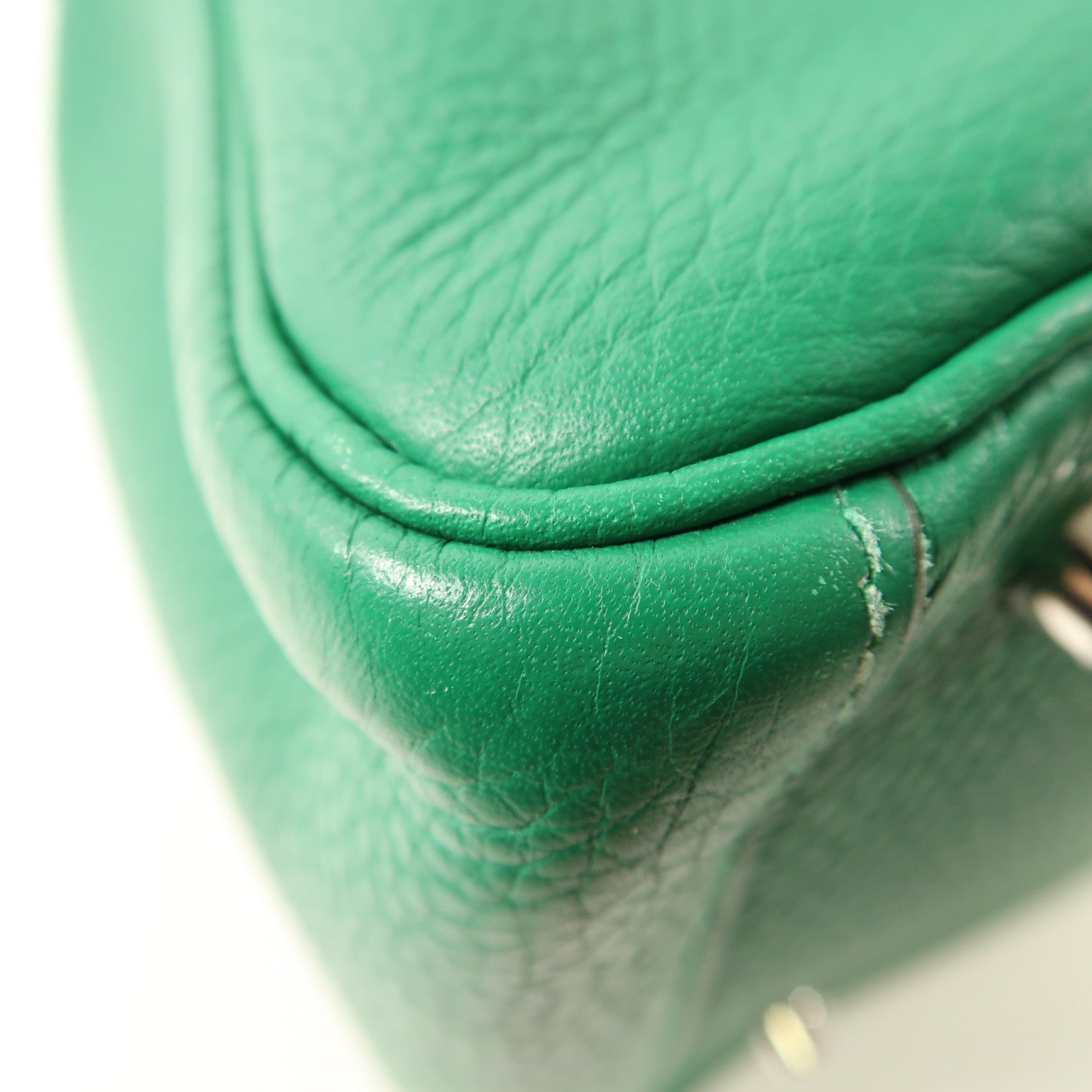 HERMES Clemence皮革Lindy 30銀扣手挽肩背兩用袋Vert Vertigo綠色