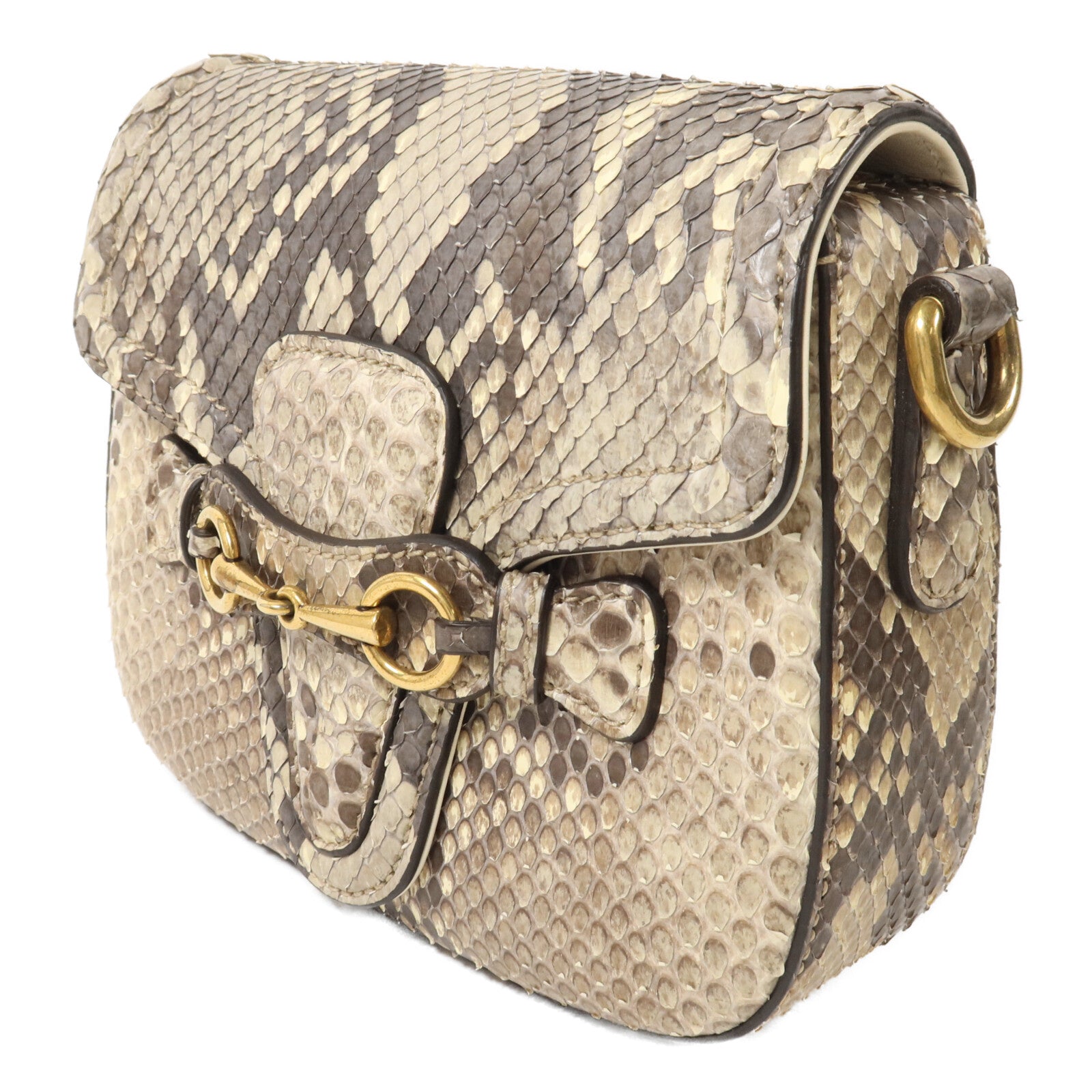 GUCCI 蛇皮皮革Lady Web Small手挽肩背兩用袋