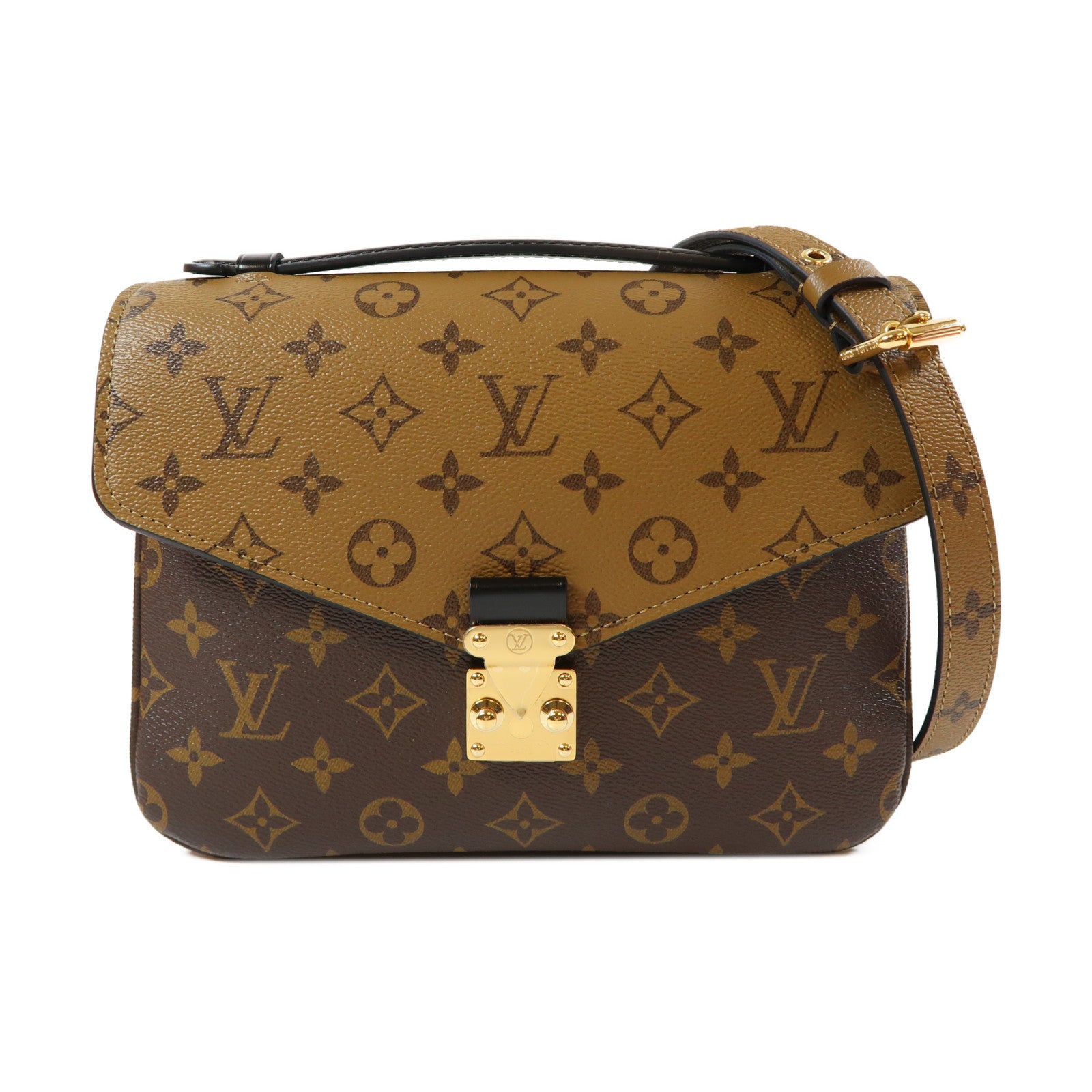 LOUIS VUITTON Monogram Reverse Pochette Métis金扣手挽肩背兩用袋啡色