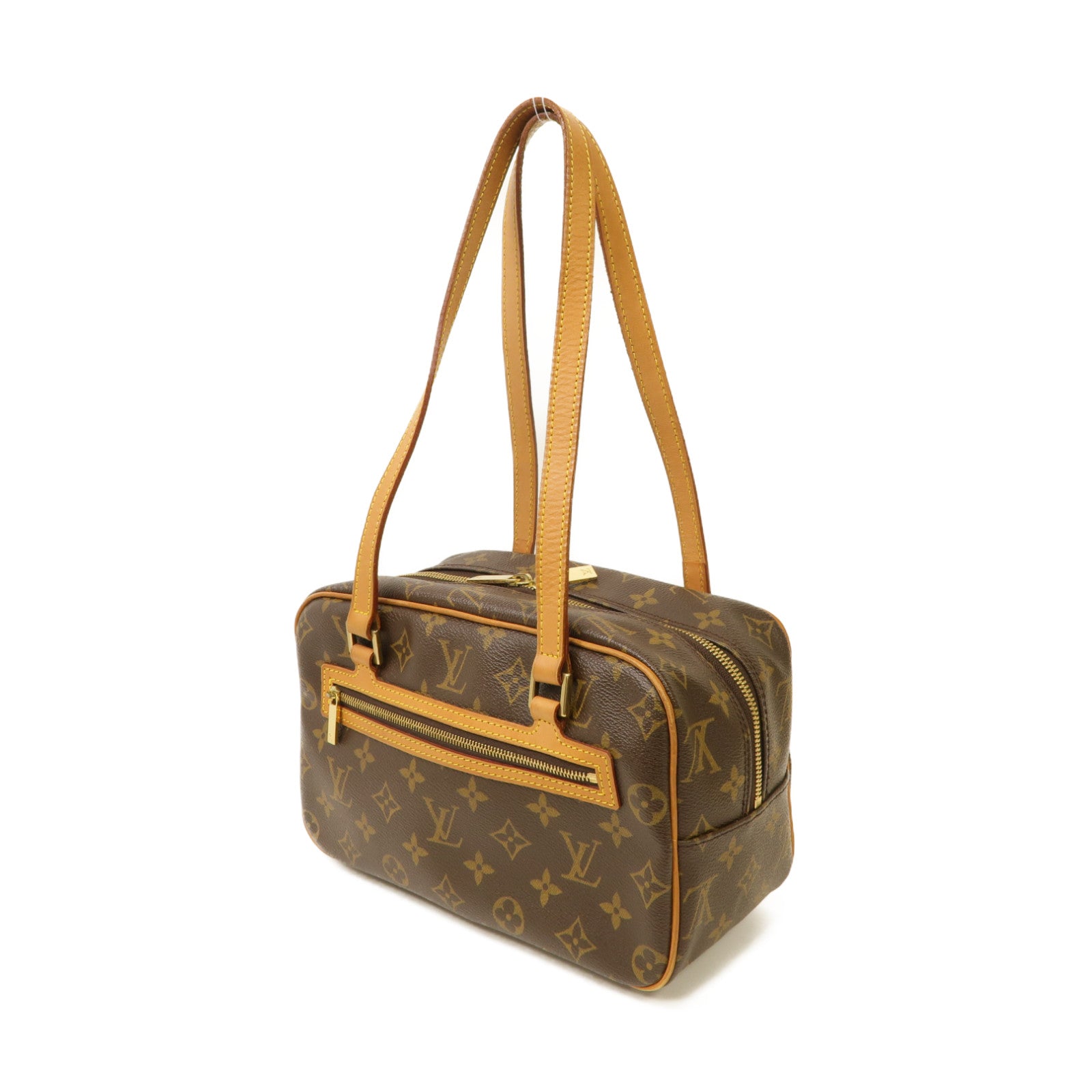 LOUIS VUITTON Monogram Cite MM金扣肩背袋棕色