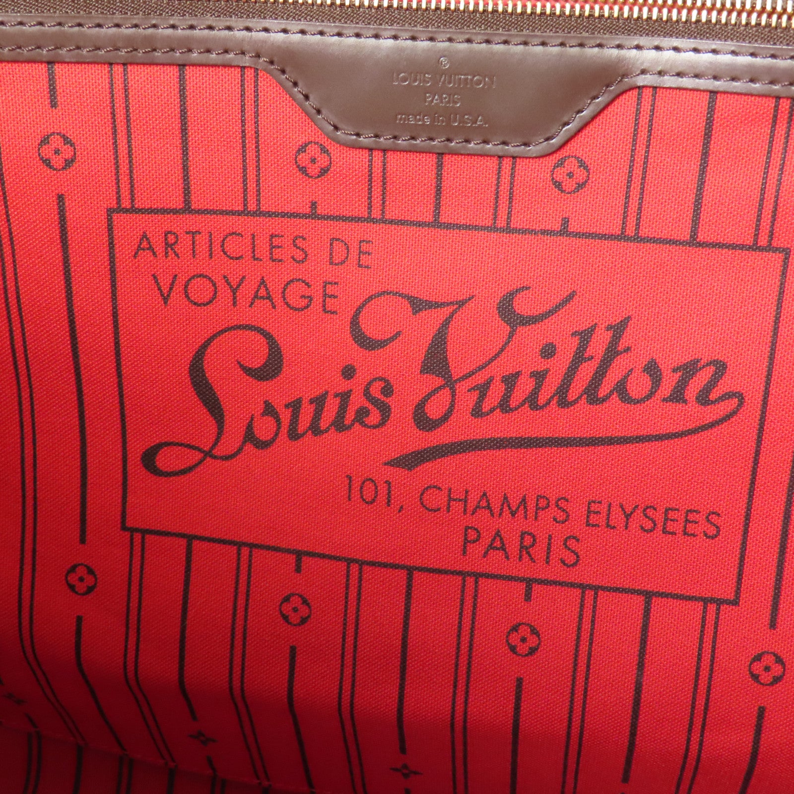 LOUIS VUITTON Damier Neverfull GM金扣手挽袋