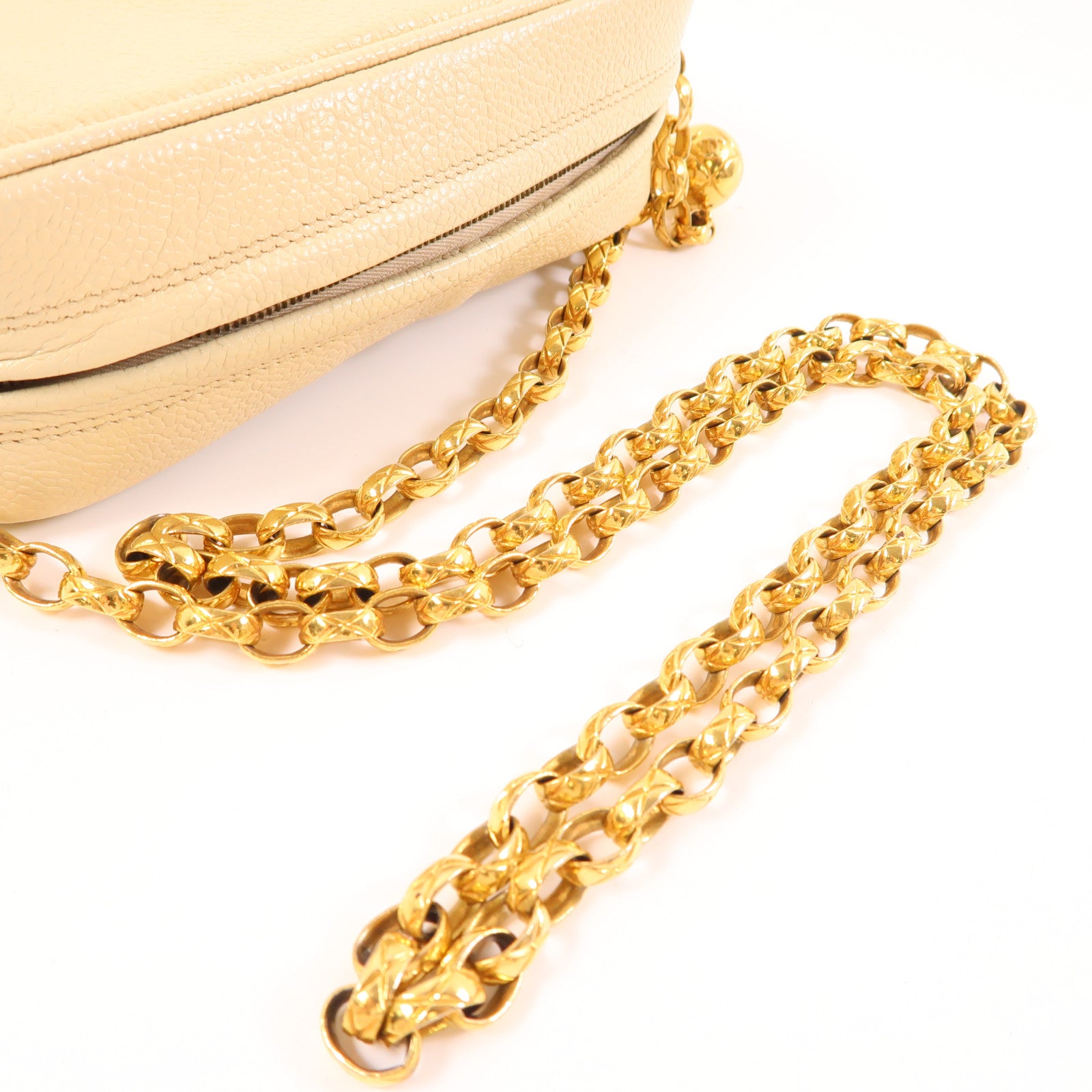 CHANEL 牛皮皮革Chain Shoulder金扣鏈帶肩背袋