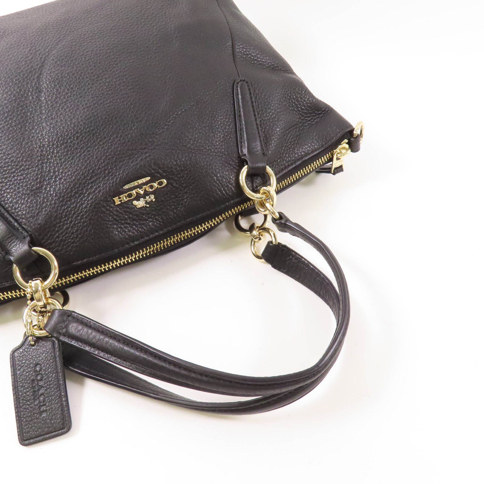 COACH 牛皮皮革Handbag金扣手挽袋