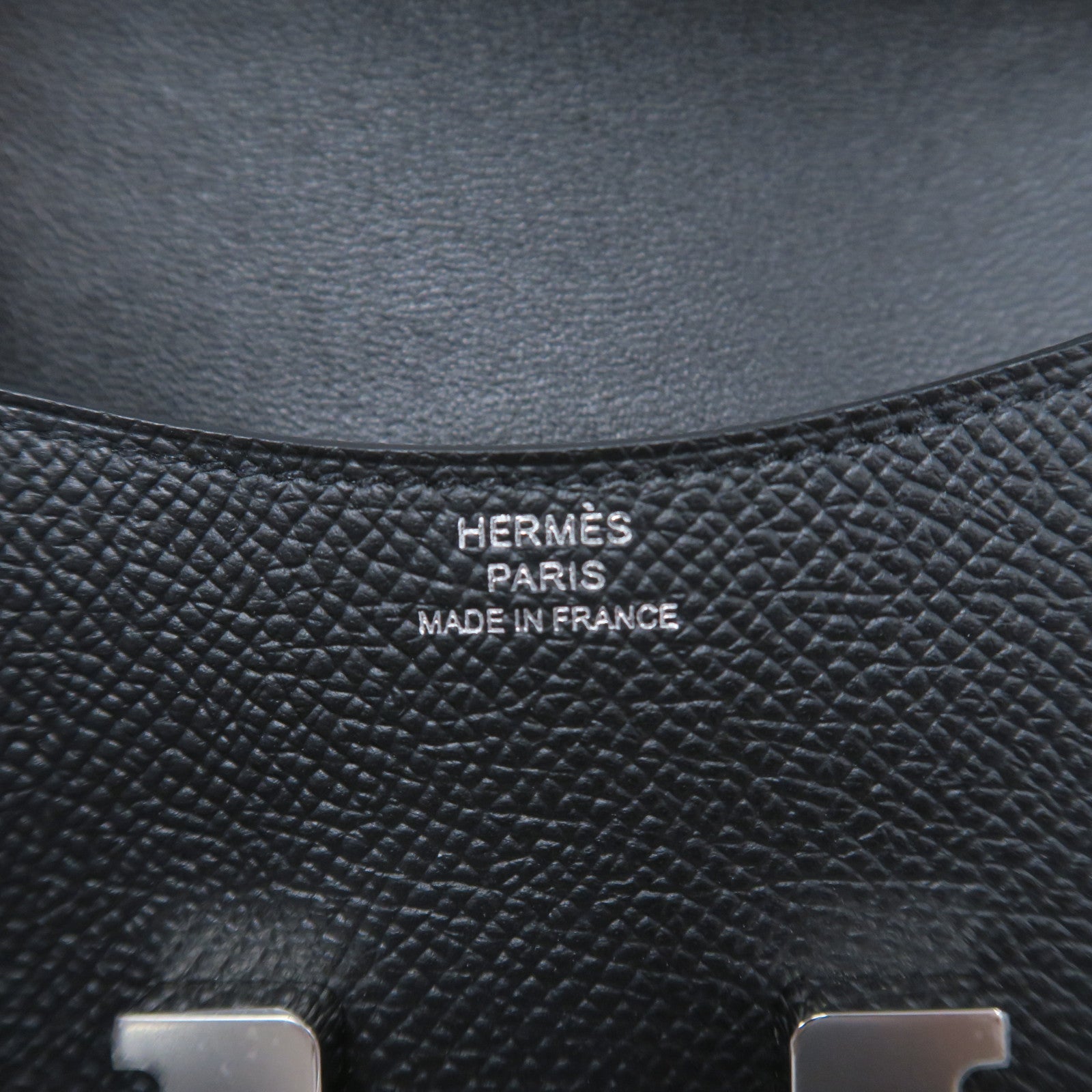 HERMES Veau Epsom皮革Constance Slim銀扣腰包經典黑