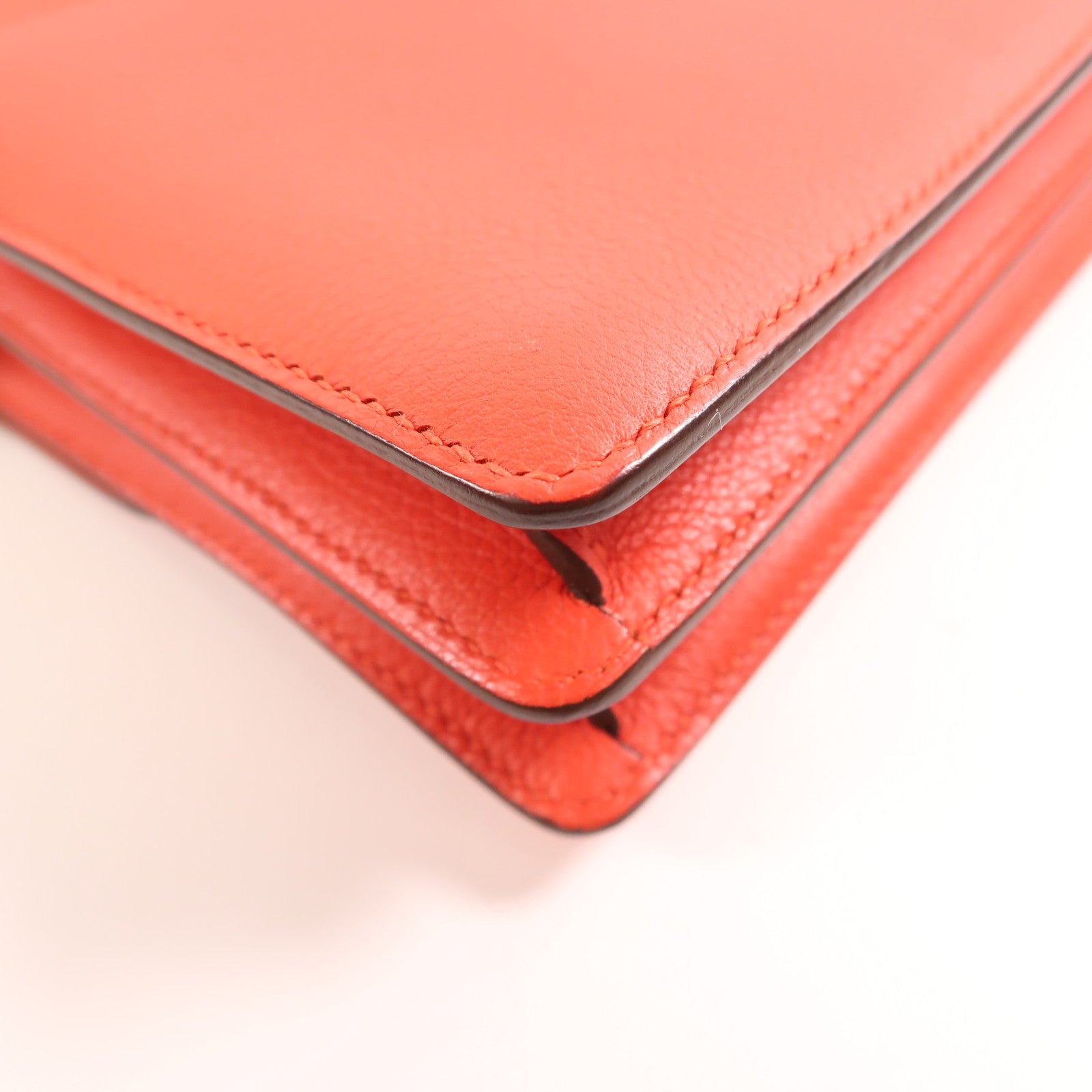 HERMES Evercolor皮革Roulis Mini金扣肩背袋Rouge Tomate