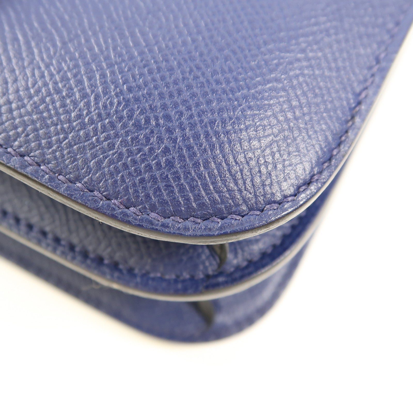 HERMES Epsom皮革Constance 24銀扣肩背袋Bleu Saphir藍色