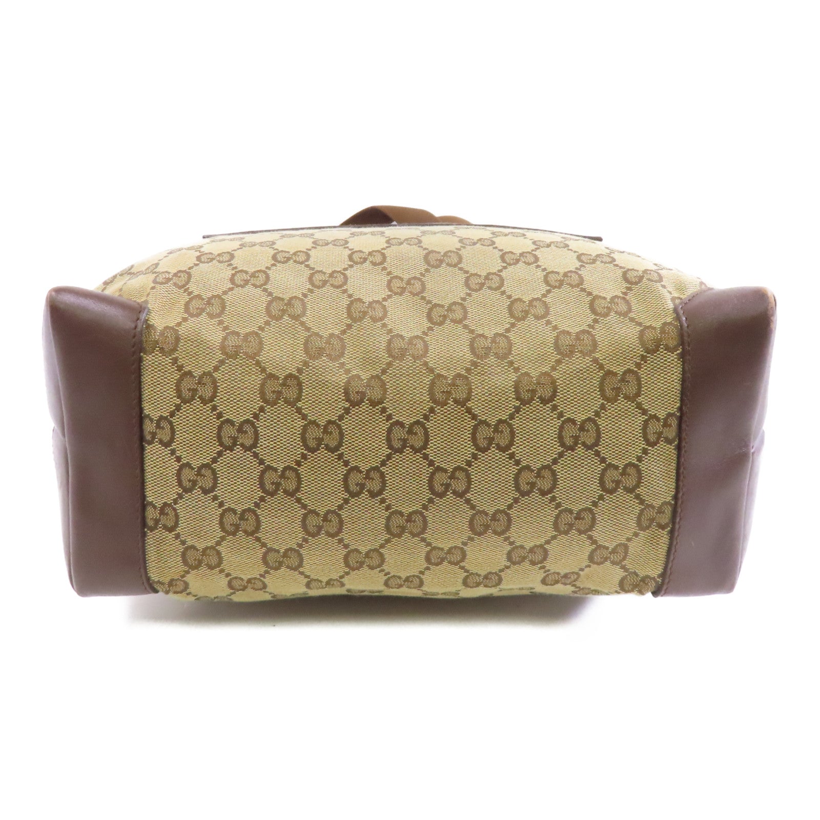 GUCCI 帆布Tote Bag銀扣手挽袋棕色