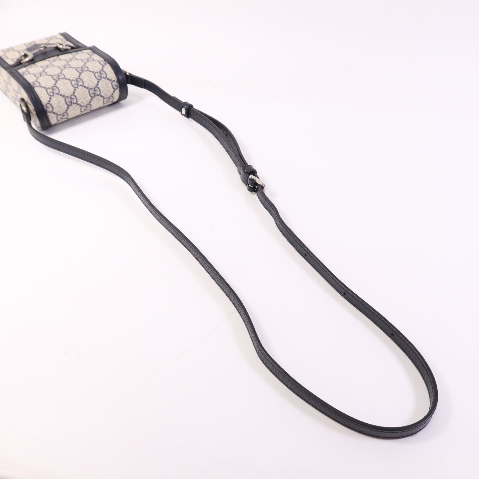 GUCCI 塗層帆布Horsebit 1955 Mini銀扣肩背袋