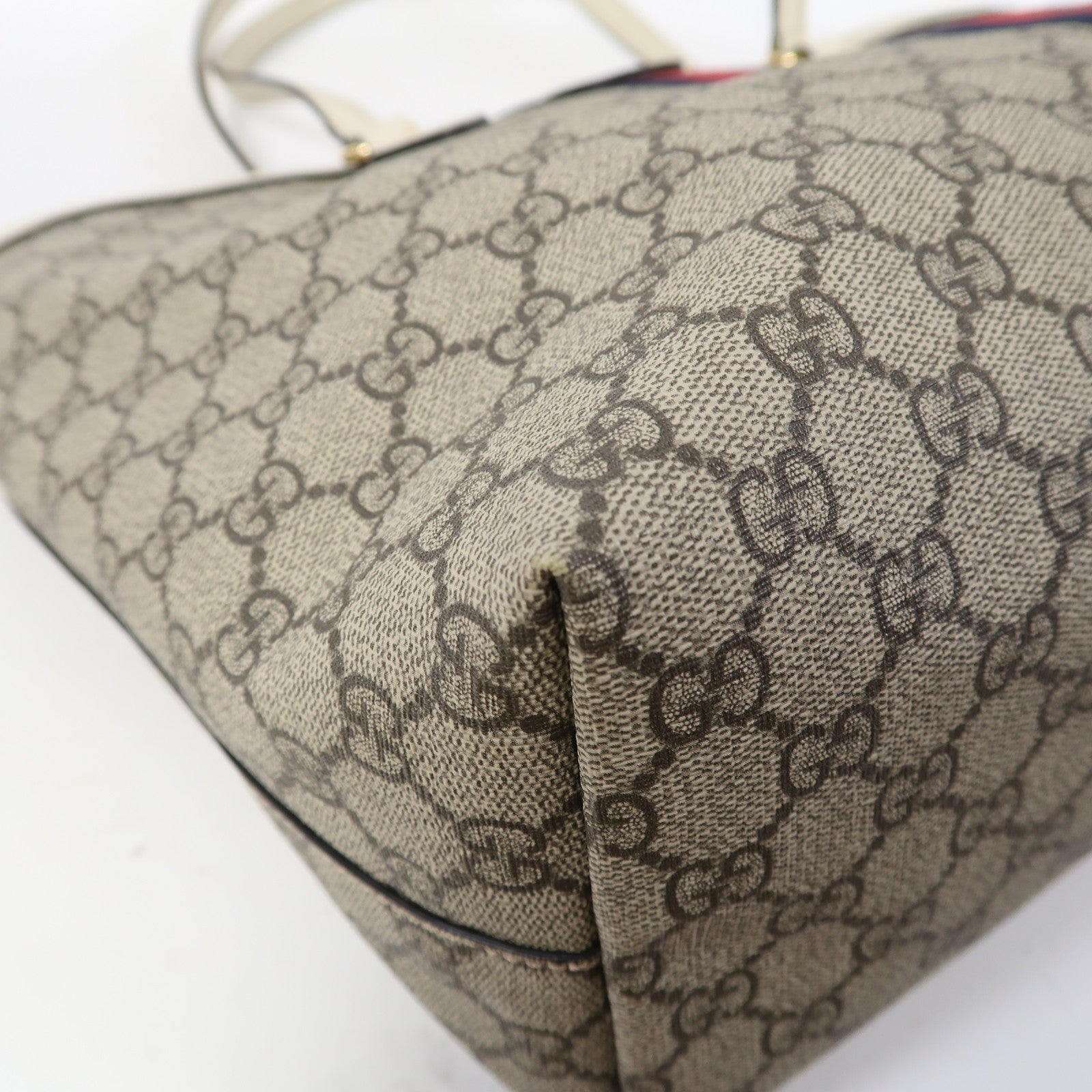 GUCCI 塗層帆布Ophidia金扣肩背袋啡色/白色