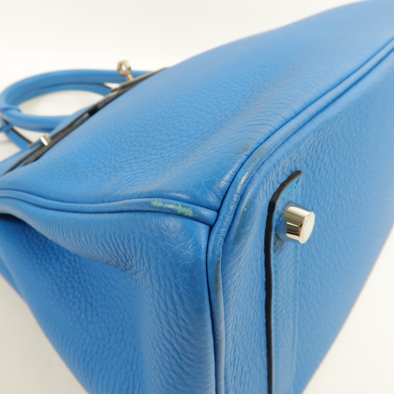 HERMES Clemence皮革Birkin 30手挽袋Bleu Izmir/Malachite