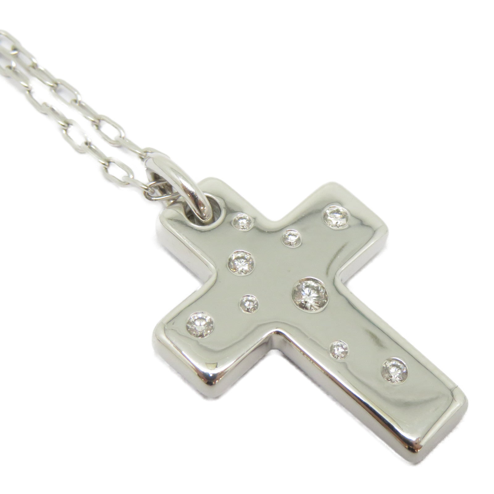 TIFFANY＆CO 18K白金Etoile Cross Necklace項鍊