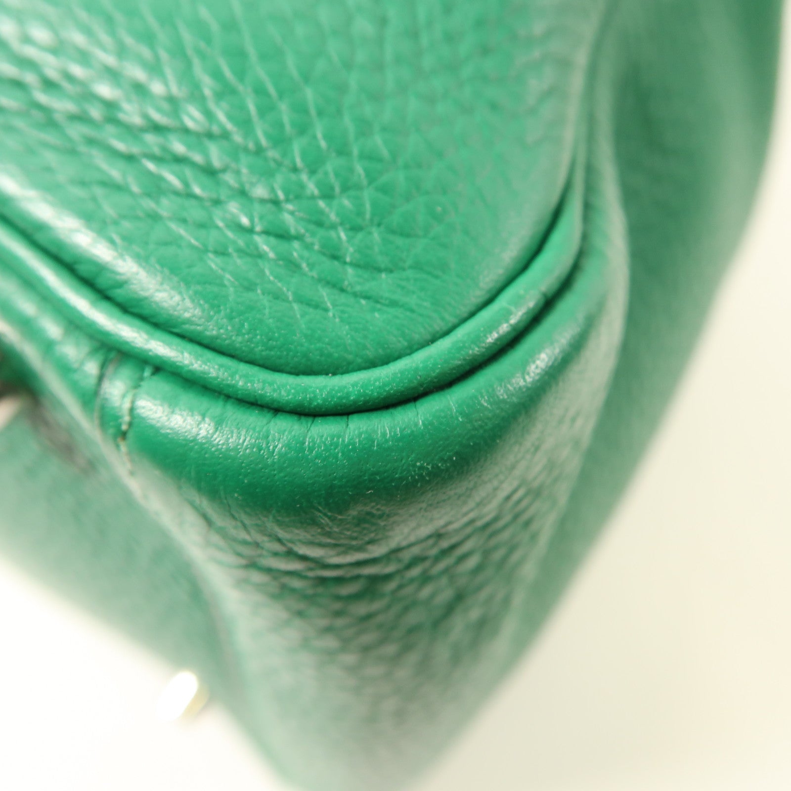 HERMES Clemence皮革Lindy 30銀扣手挽肩背兩用袋Vert Vertigo綠色