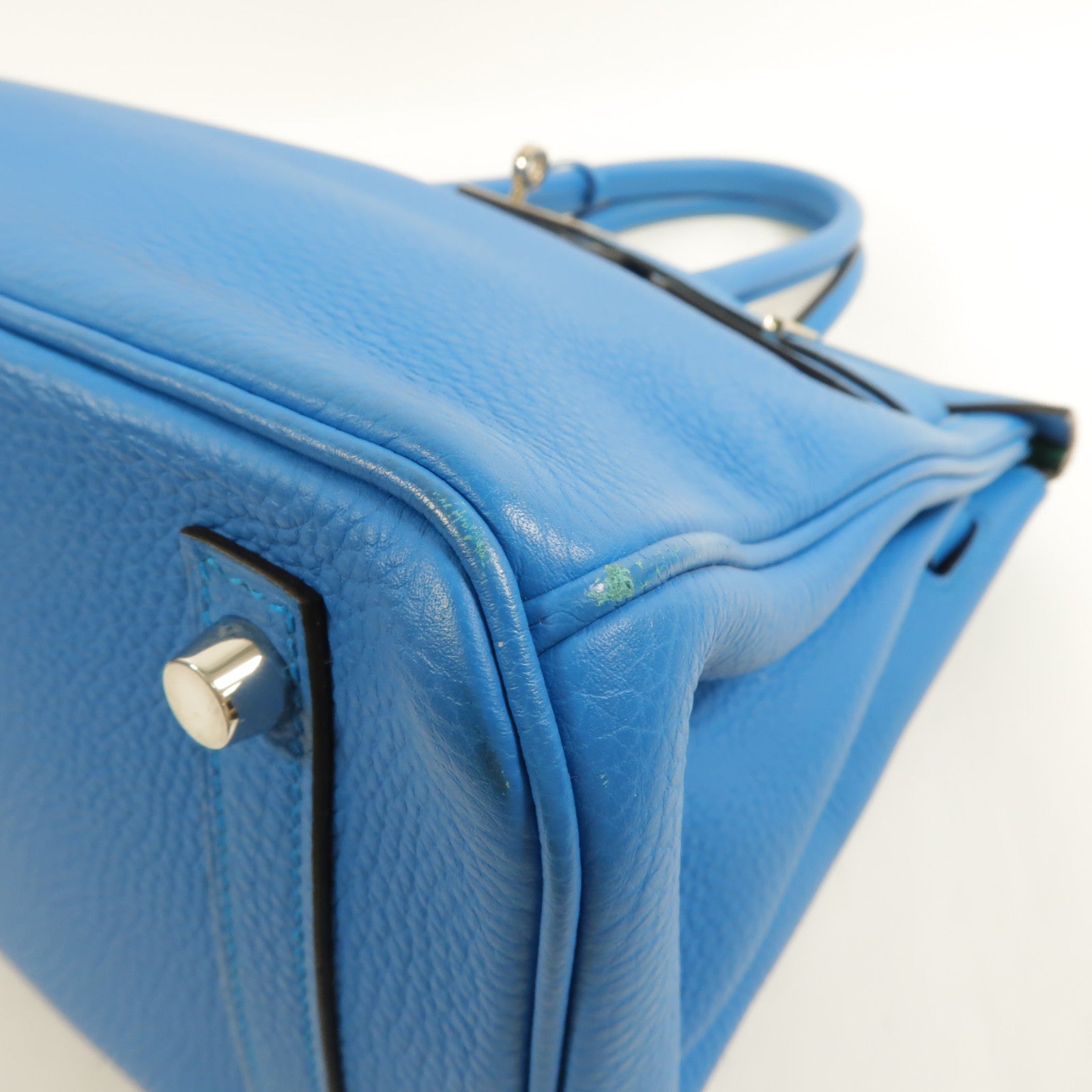HERMES Clemence皮革Birkin 30手挽袋Bleu Izmir/Malachite