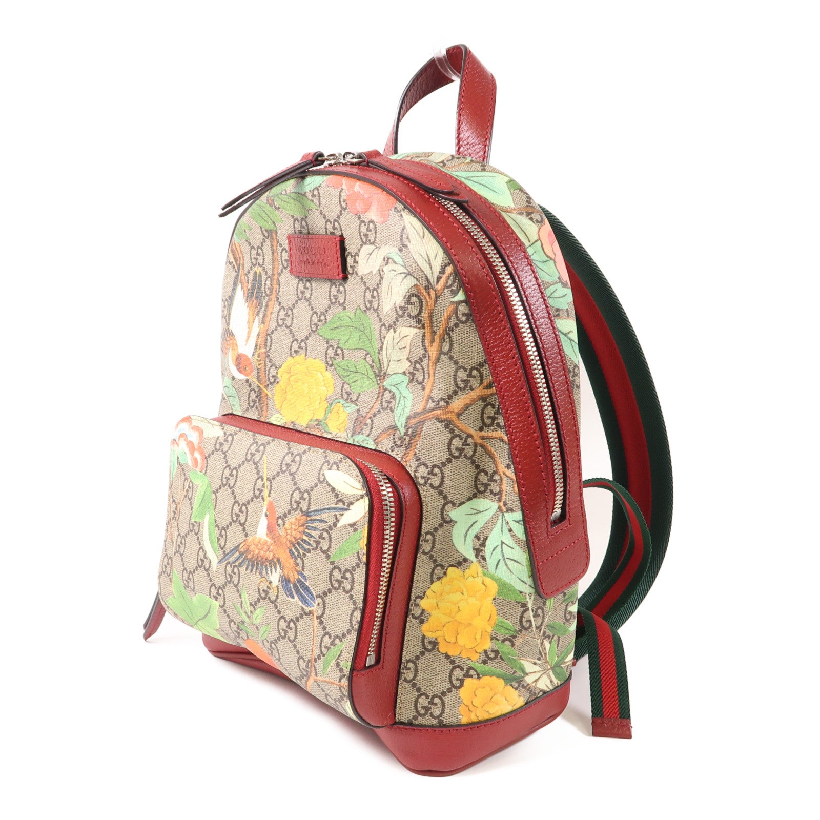 GUCCI 塗層帆布Backpack銀扣背包