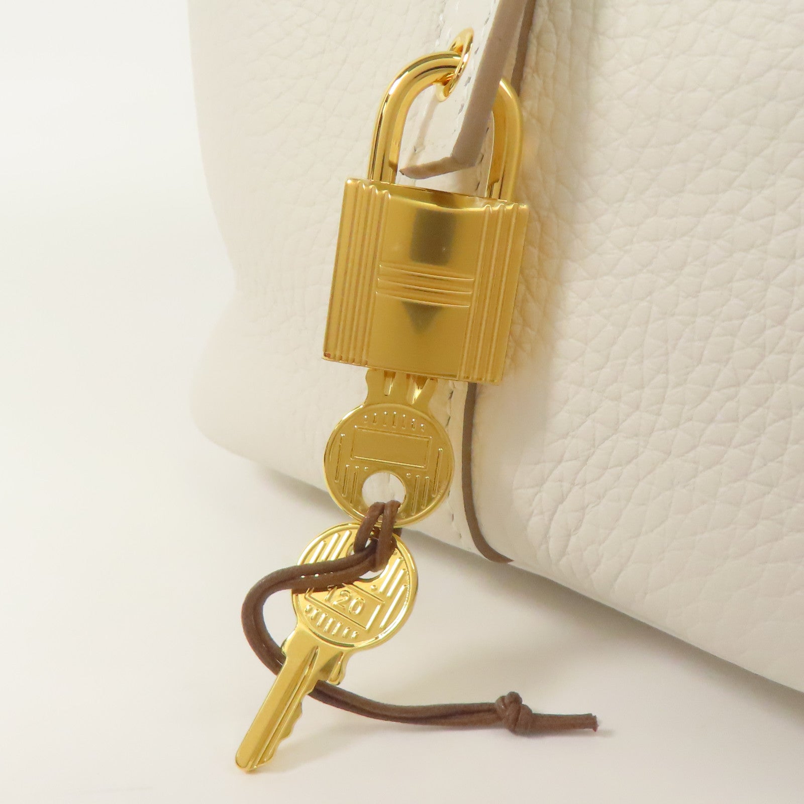 HERMES Clemence皮革Picotin PM金扣手挽袋Gris Pale