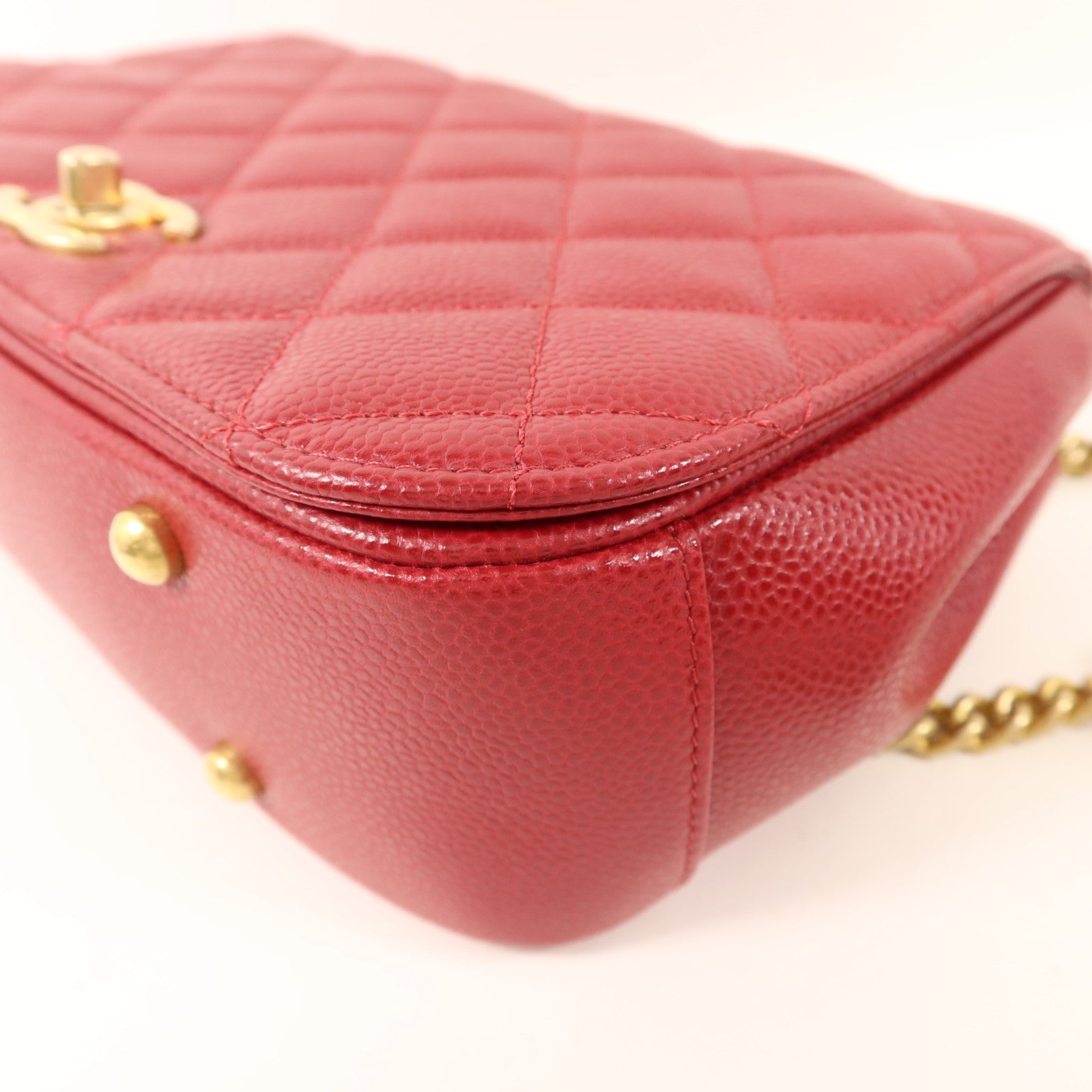 CHANEL 牛皮皮革Top Handle金扣鏈帶手挽肩背兩用袋