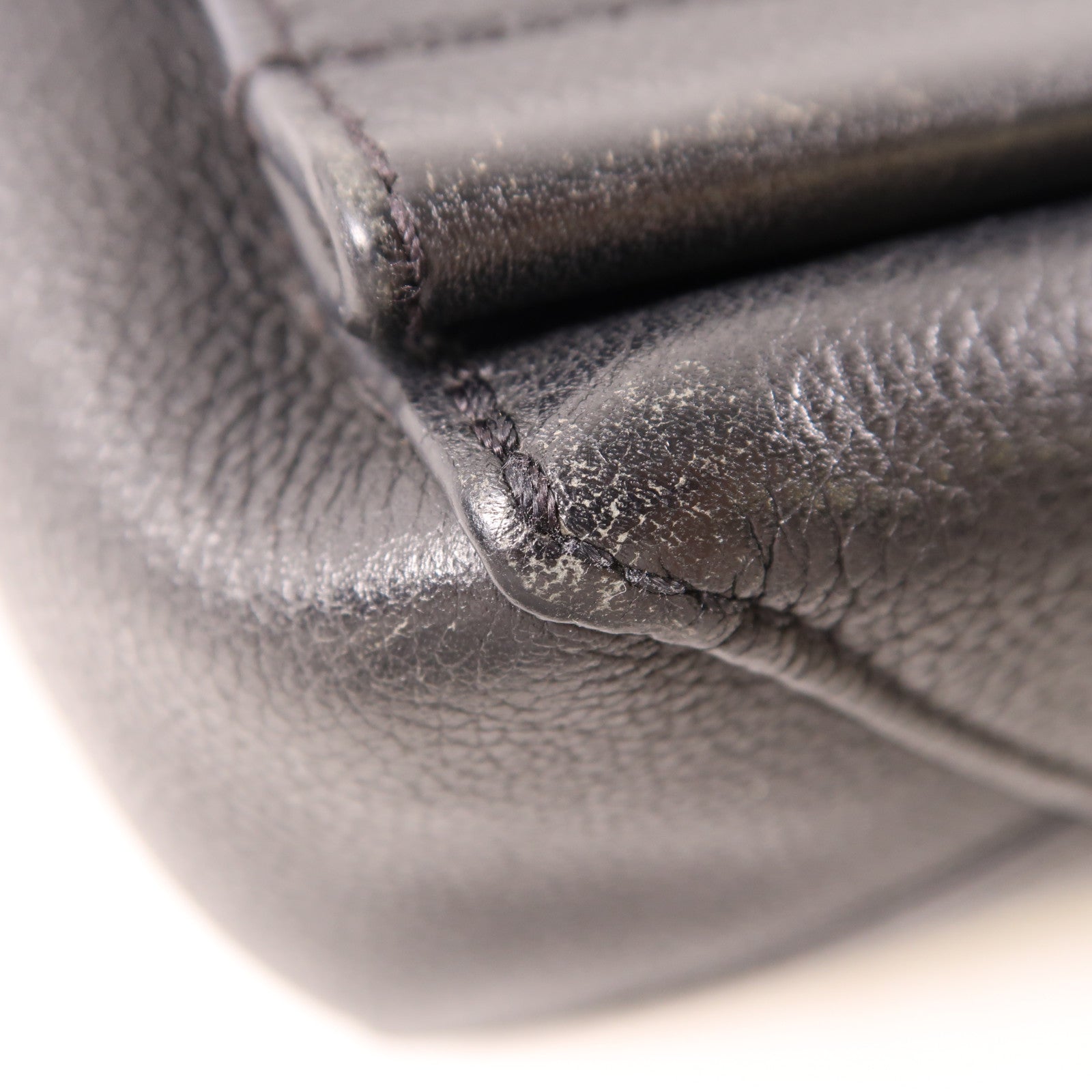 LOUIS VUITTON 牛皮皮革Lockme II BB銀扣鏈帶手挽肩背兩用袋黑色