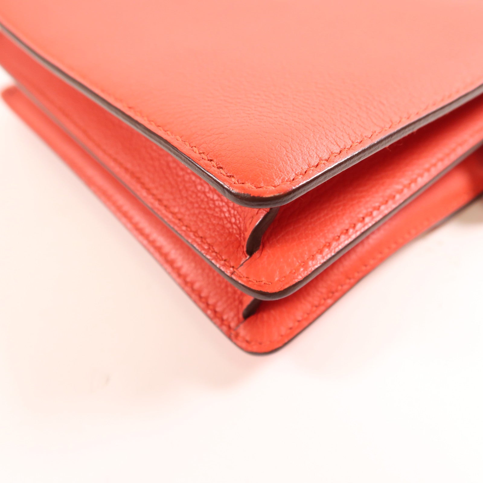 HERMES Evercolor皮革Roulis Mini金扣肩背袋Rouge Tomate