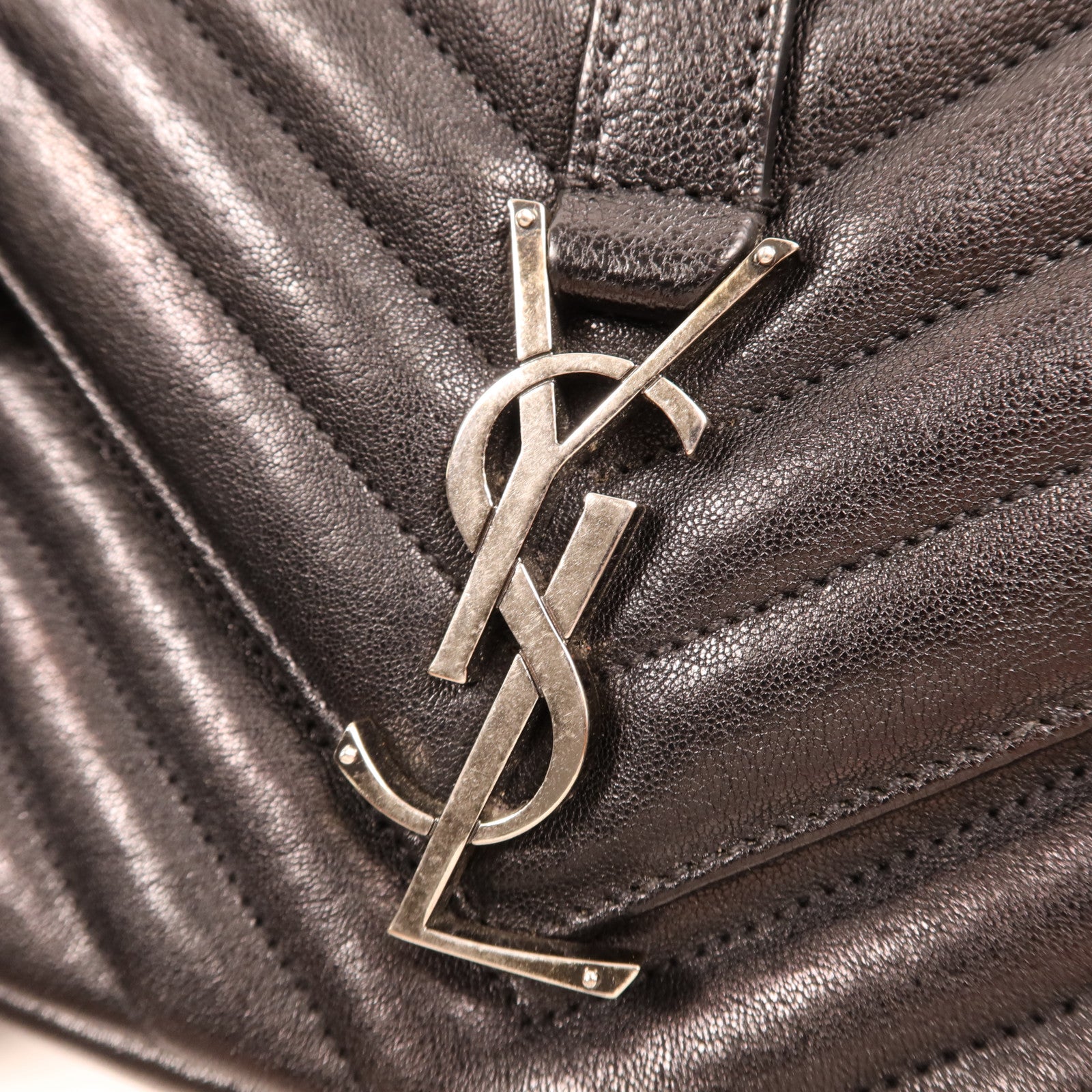 SAINT LAURENT 牛皮皮革College銀扣鏈帶肩背袋