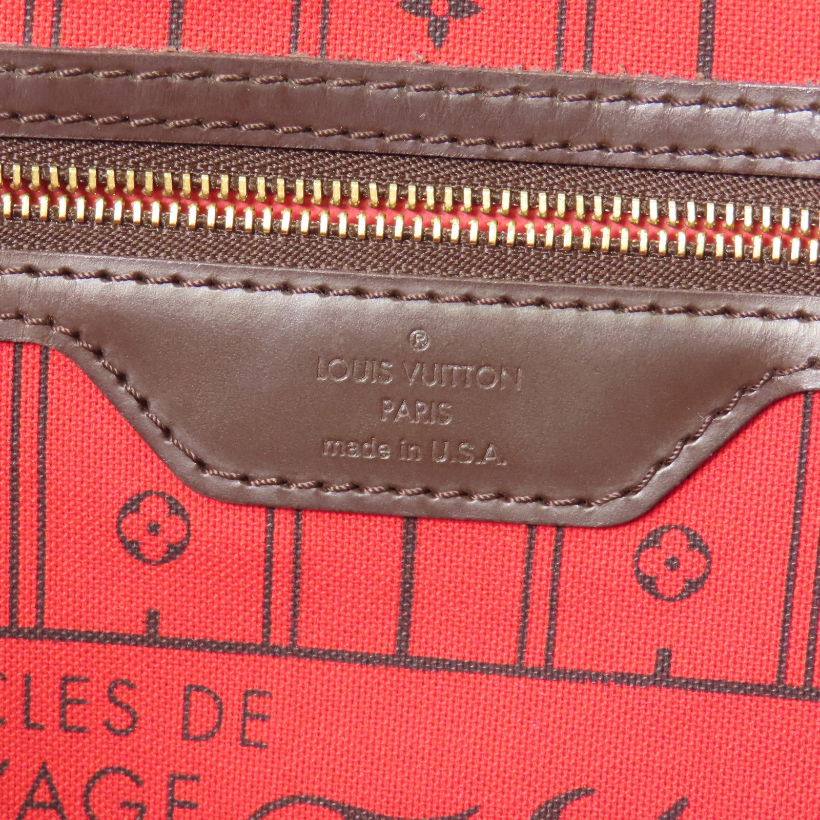 LOUIS VUITTON Damier Neverfull GM金扣手挽袋
