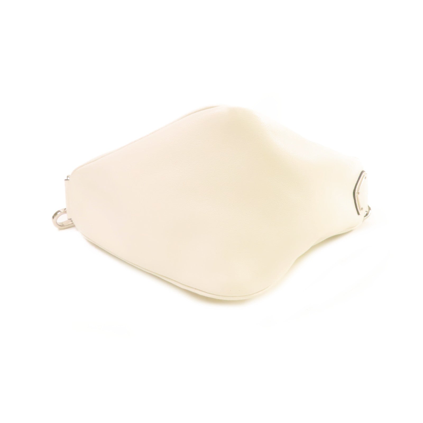 PRADA 牛皮皮革Triangle Shoulder Bag銀扣肩背袋白色