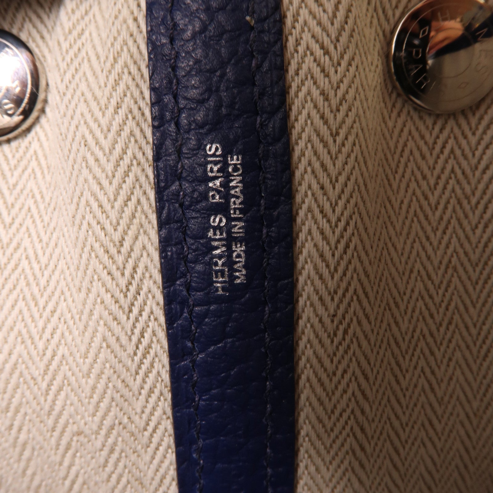 HERMES Negonda皮革Garden Party TPM銀扣手挽袋Blue Saphir/藍色