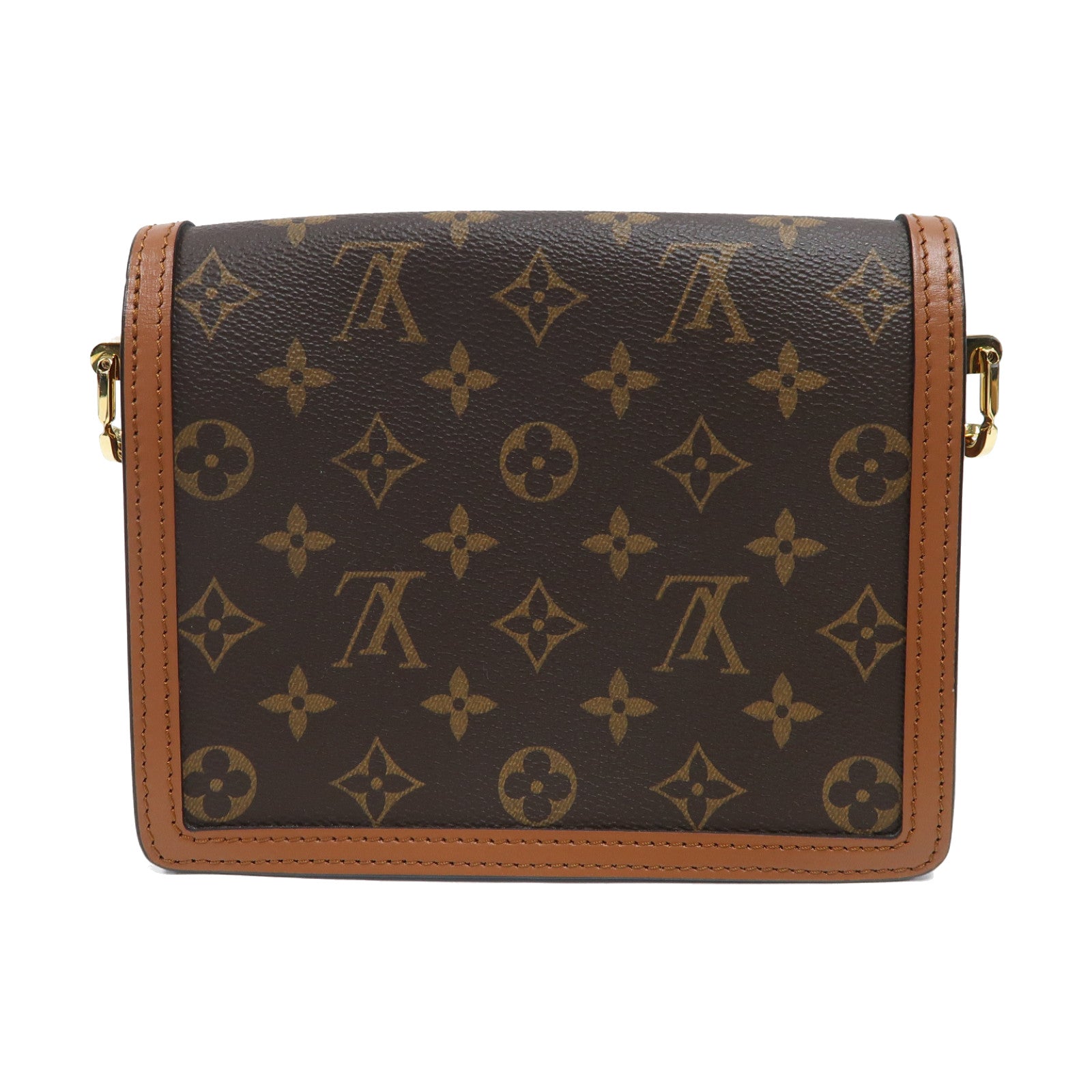 LOUIS VUITTON Monogram Reverse Mini Dauphine金扣肩背袋啡色