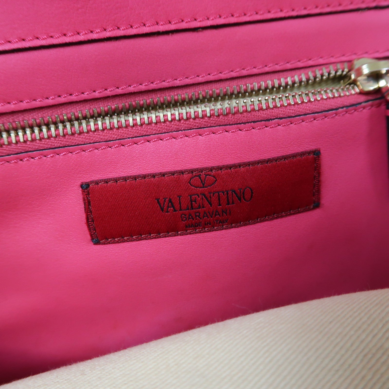 Valentino 牛皮皮革Shoulder Bag金扣手挽肩背兩用袋粉紅色