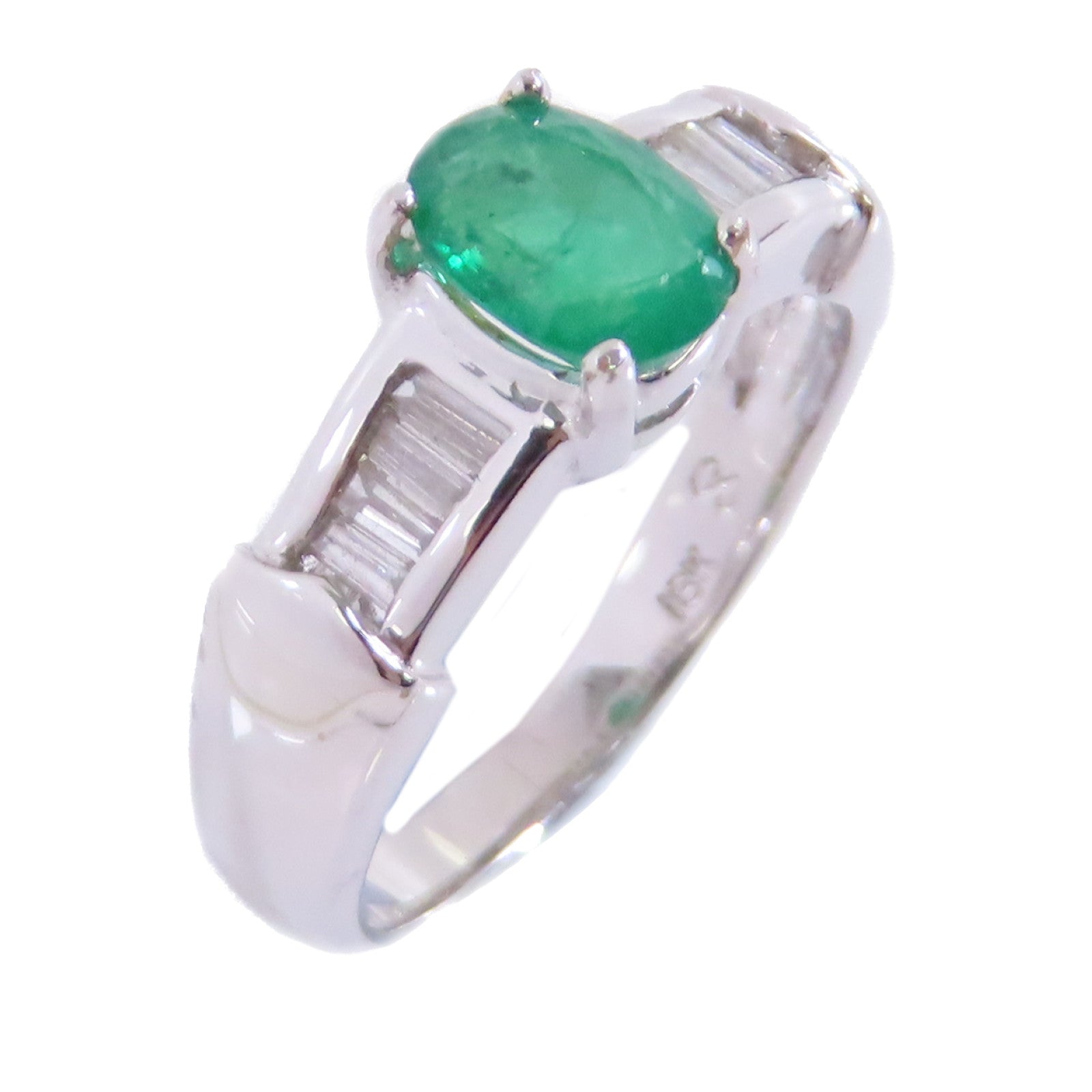 JEWELRY 【激減優惠】18K白金/綠寶石Emerald Ring戒指US#4.75