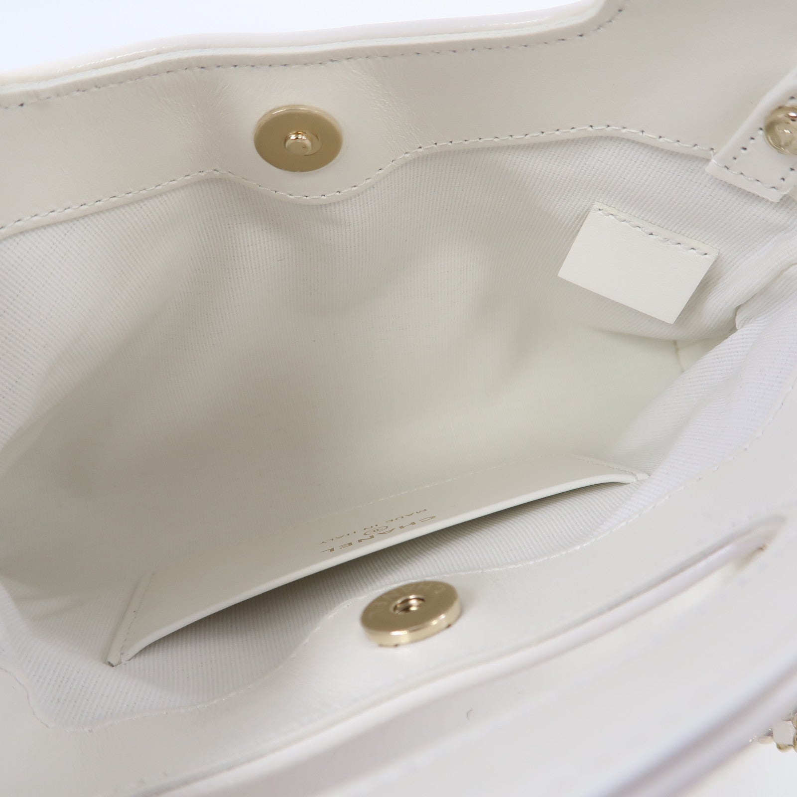 CHANEL 菱格牛皮皮革Shoulder Bag金扣鏈帶肩背袋白色
