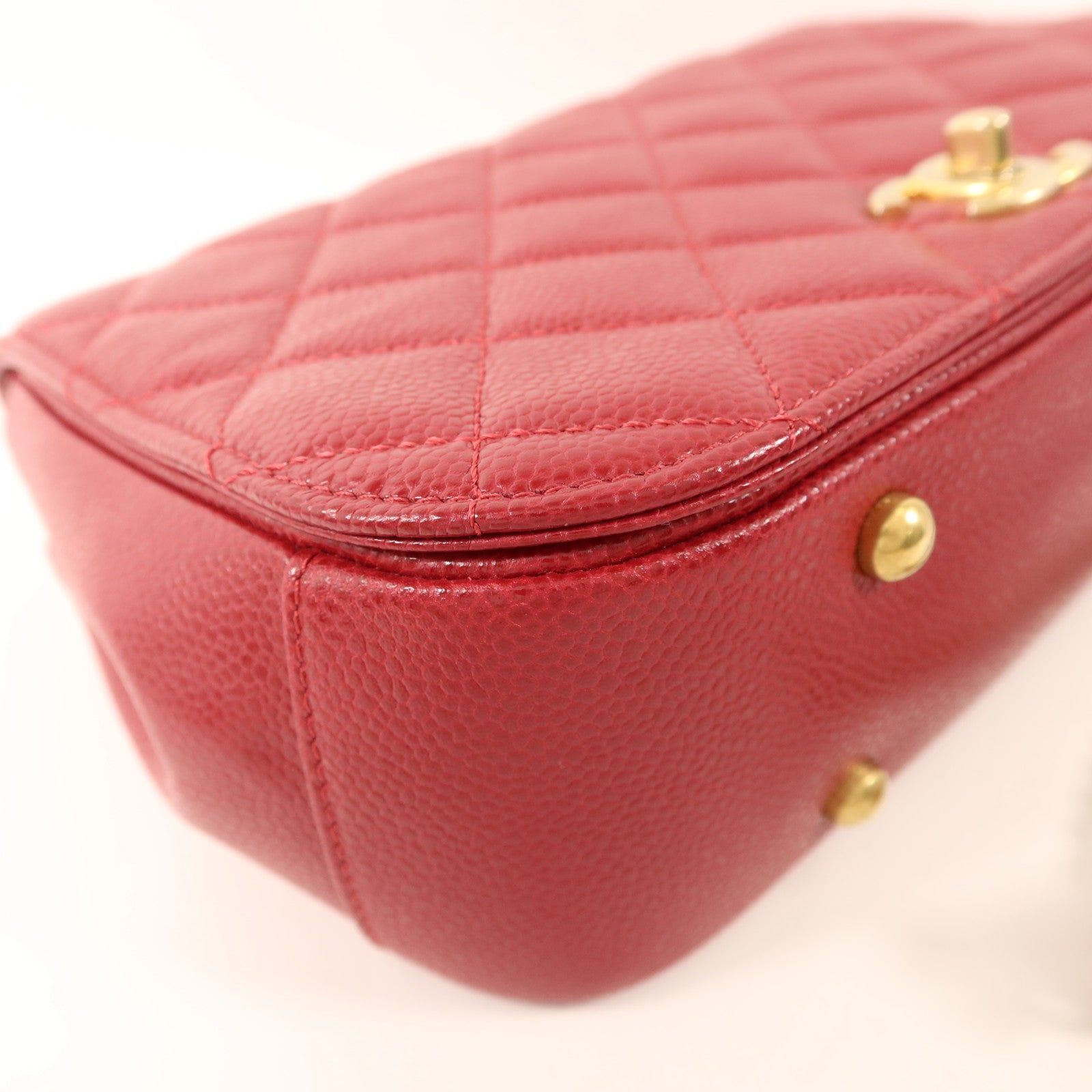 CHANEL 牛皮皮革Top Handle金扣鏈帶手挽肩背兩用袋