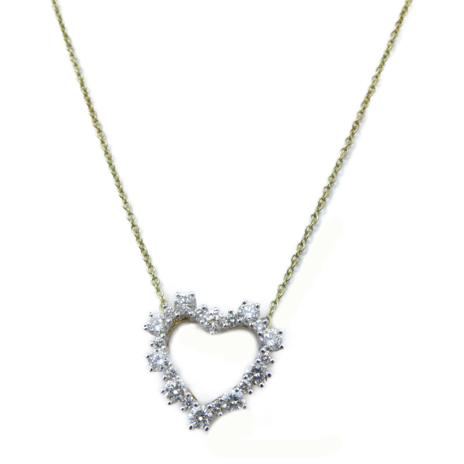 TIFFANY＆CO 18K黃金Heart Diamond Neckalce鑽石項鍊