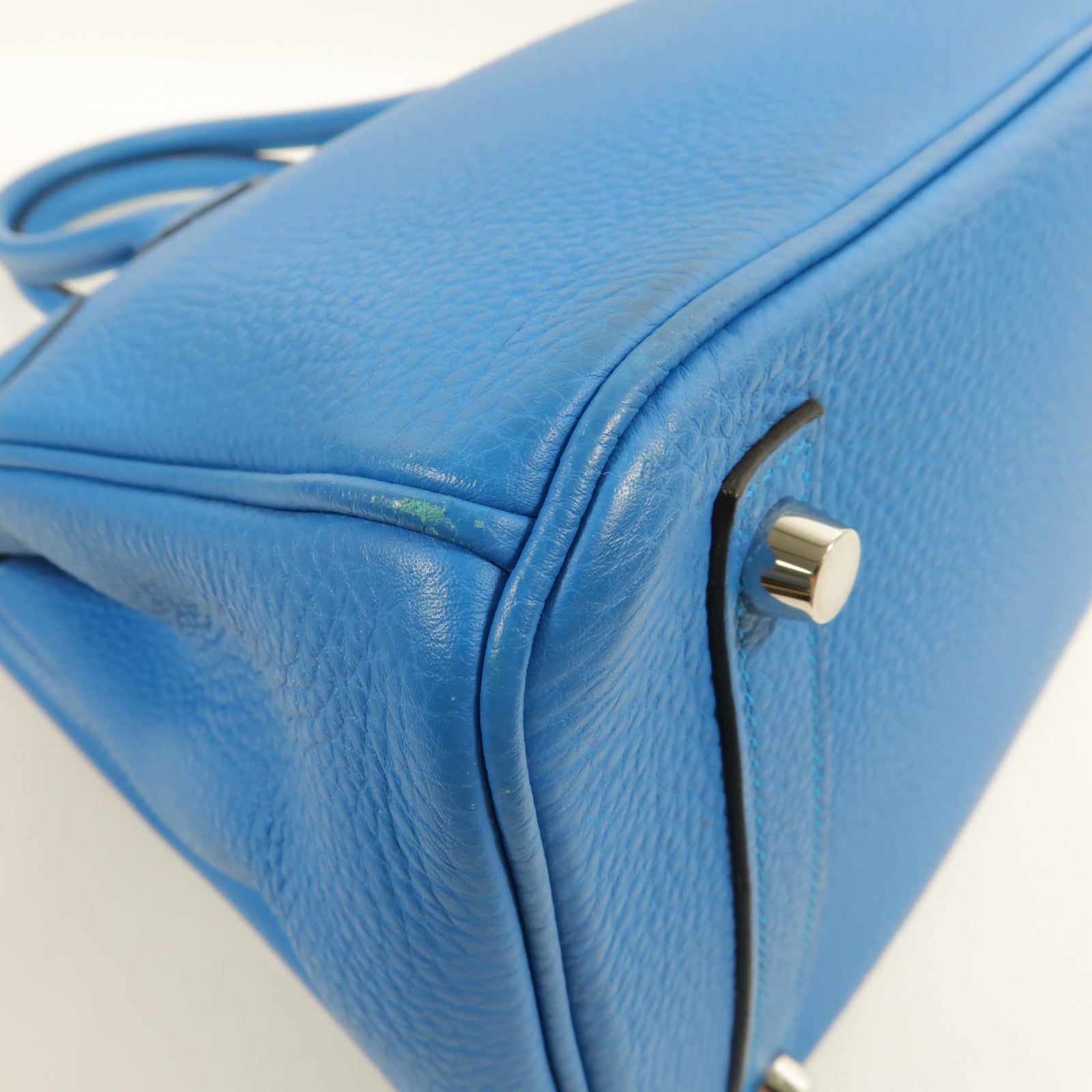 HERMES Clemence皮革Birkin 30手挽袋Bleu Izmir/Malachite