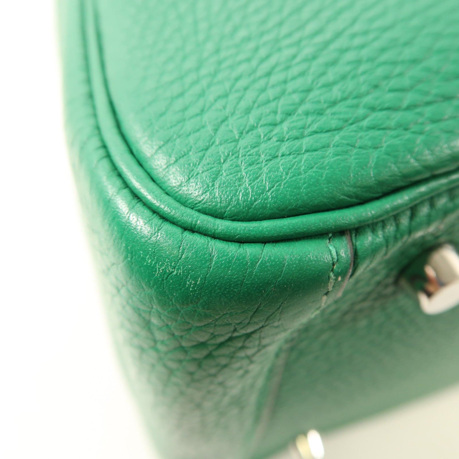 HERMES Clemence皮革Lindy 30銀扣手挽肩背兩用袋Vert Vertigo綠色