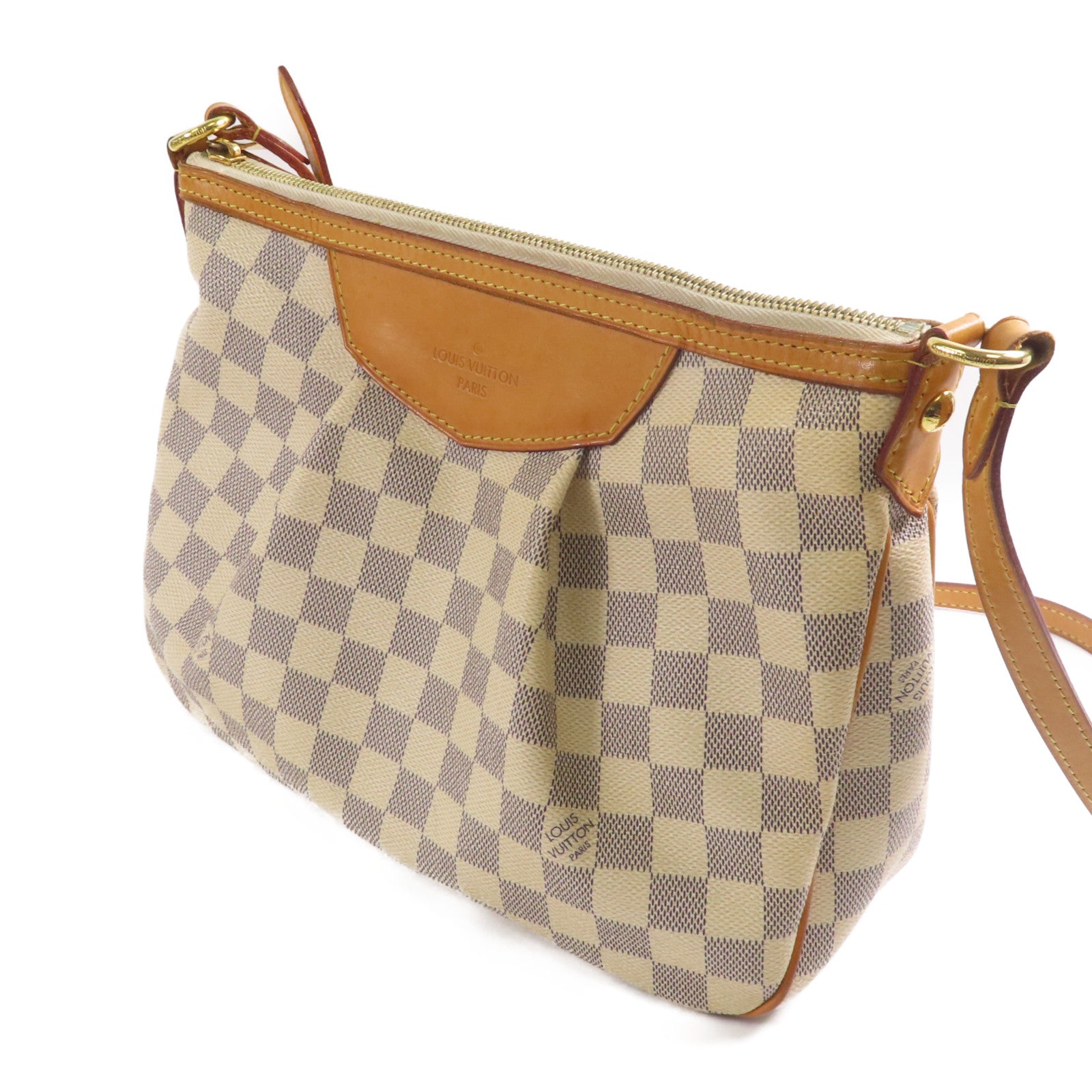 LOUIS VUITTON Damier Azur Siracusa PM金扣肩背袋
