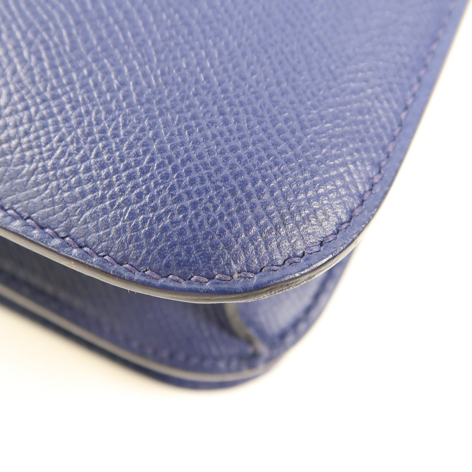 HERMES Epsom皮革Constance 24銀扣肩背袋Bleu Saphir藍色