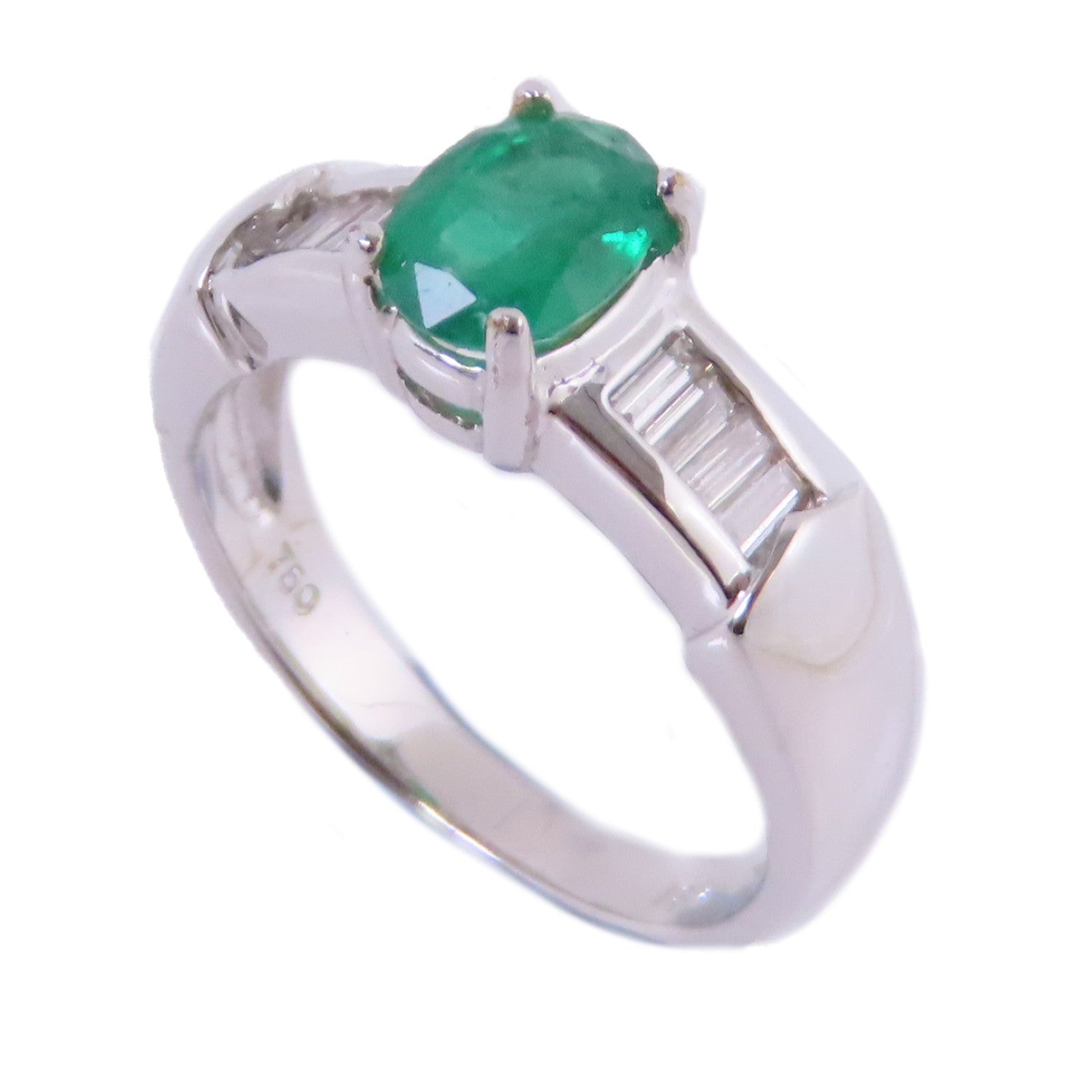JEWELRY 【激減優惠】18K白金/綠寶石Emerald Ring戒指US#4.75