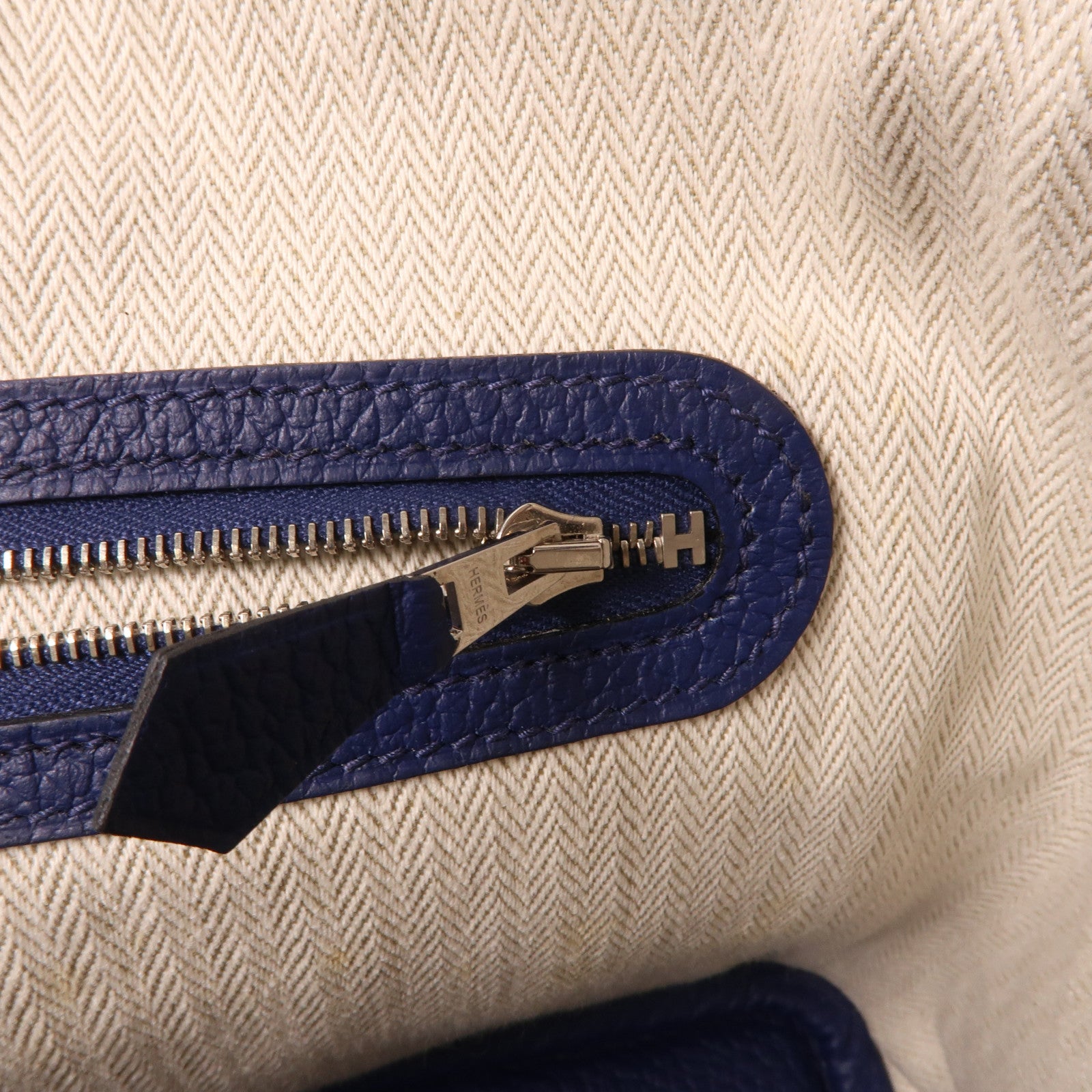 HERMES Negonda皮革Garden Party TPM銀扣手挽袋Blue Saphir/藍色
