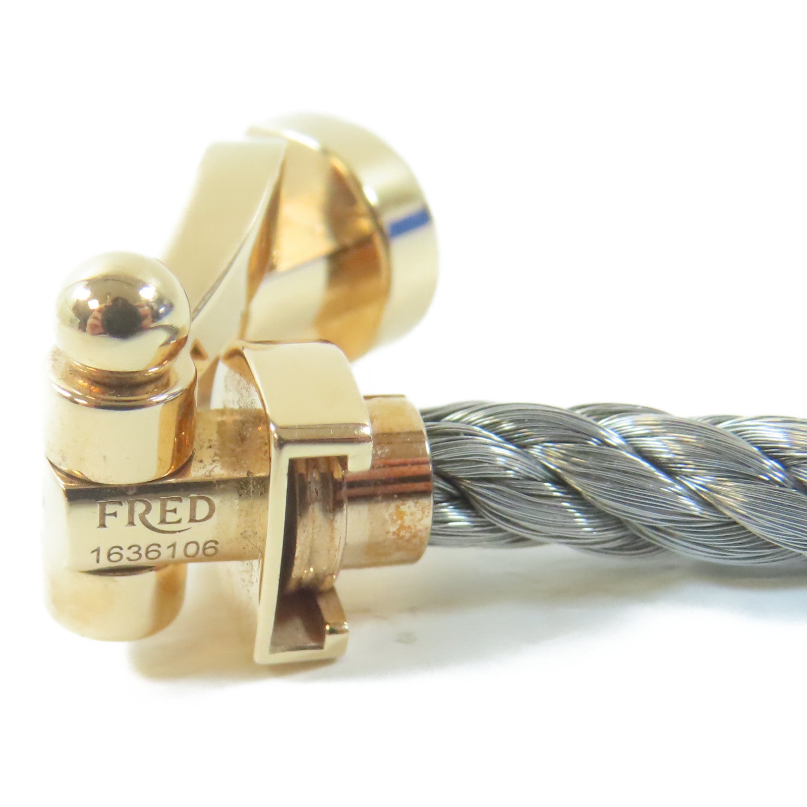 FRED 18K黃金Force 10 Bracelet手鐲銀色/綠色/啡色#15cm