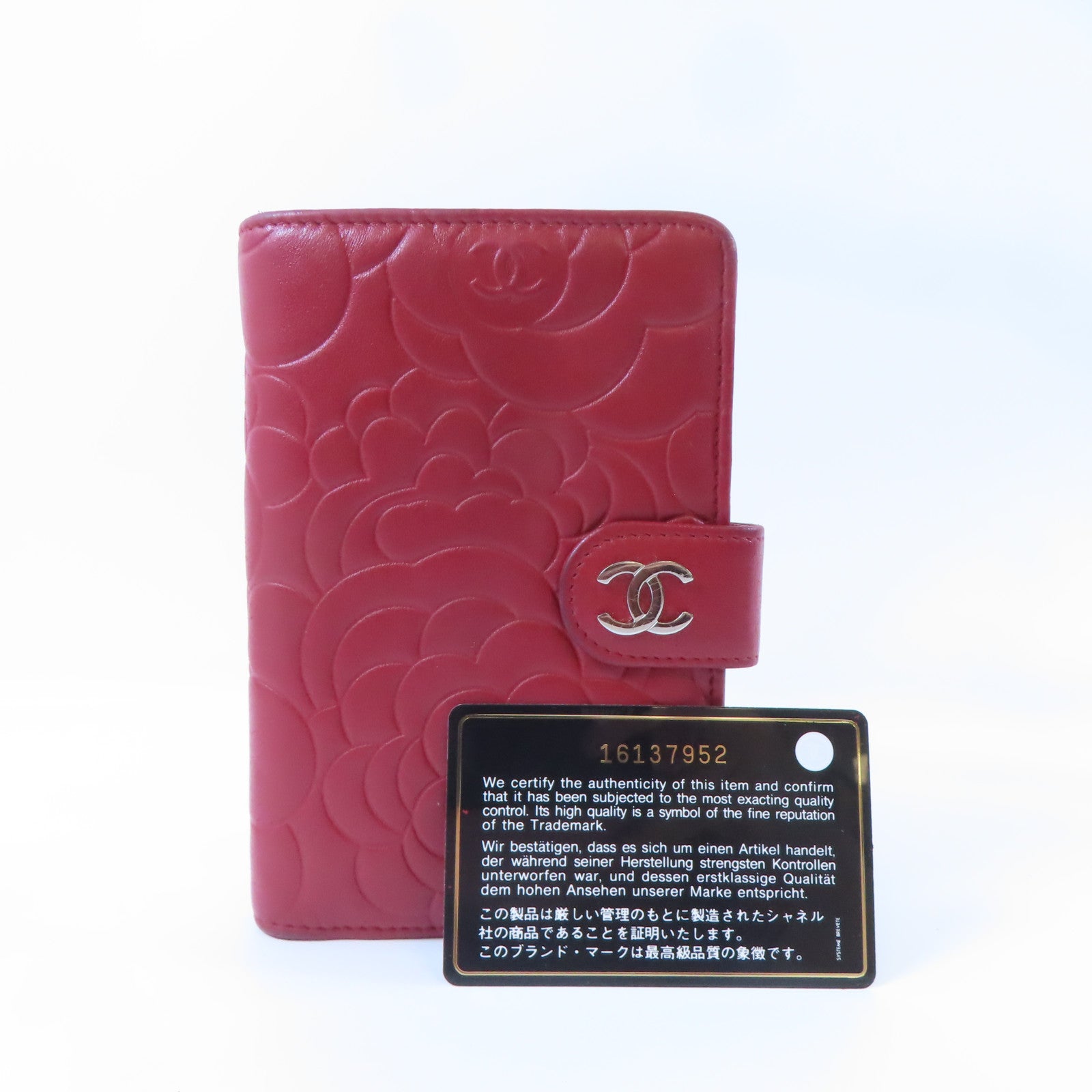 CHANEL 羊皮皮革Wallet銀扣錢包紅色