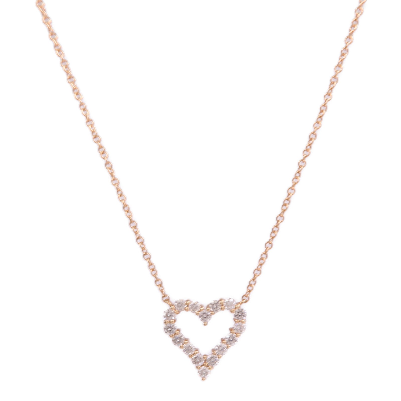 TIFFANY＆CO 18K玫瑰金Heart Pendant鑽石項鍊
