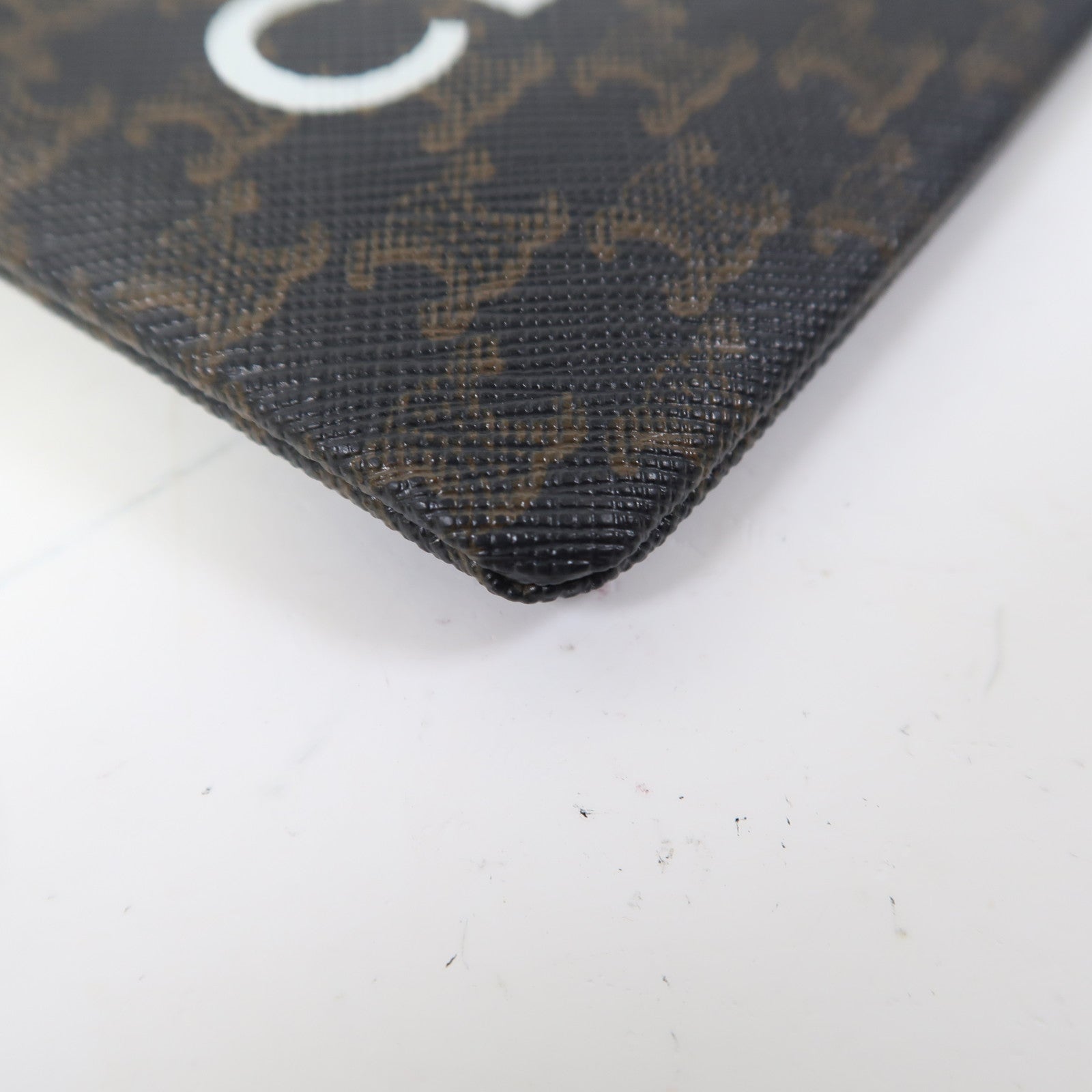 CELINE 塗層帆布Coin Purse金扣零錢包啡色