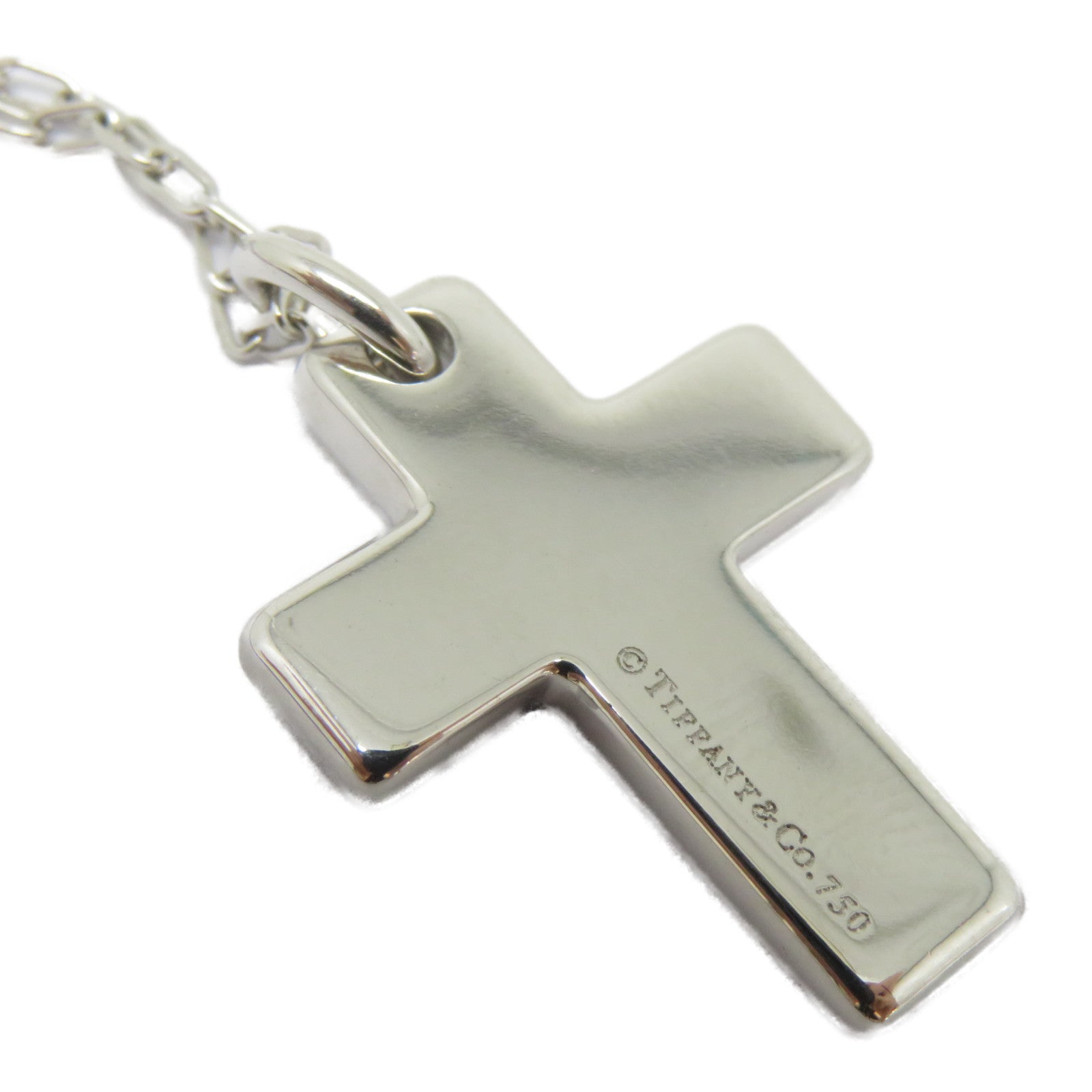 TIFFANY＆CO 18K白金Etoile Cross Necklace項鍊