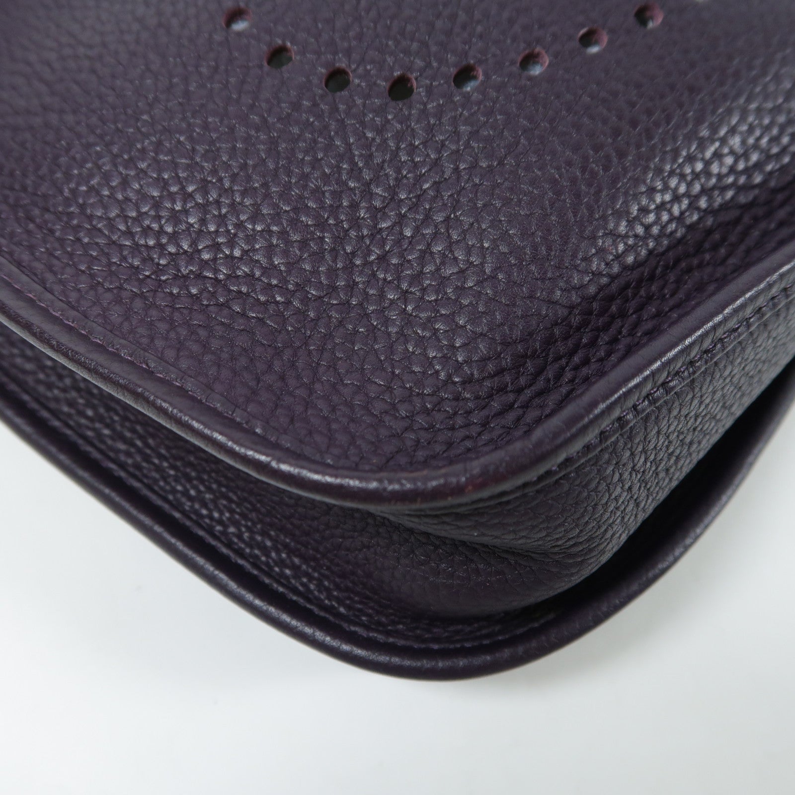 HERMES Clemence皮革Evelyne PM銀扣肩背袋Raisin