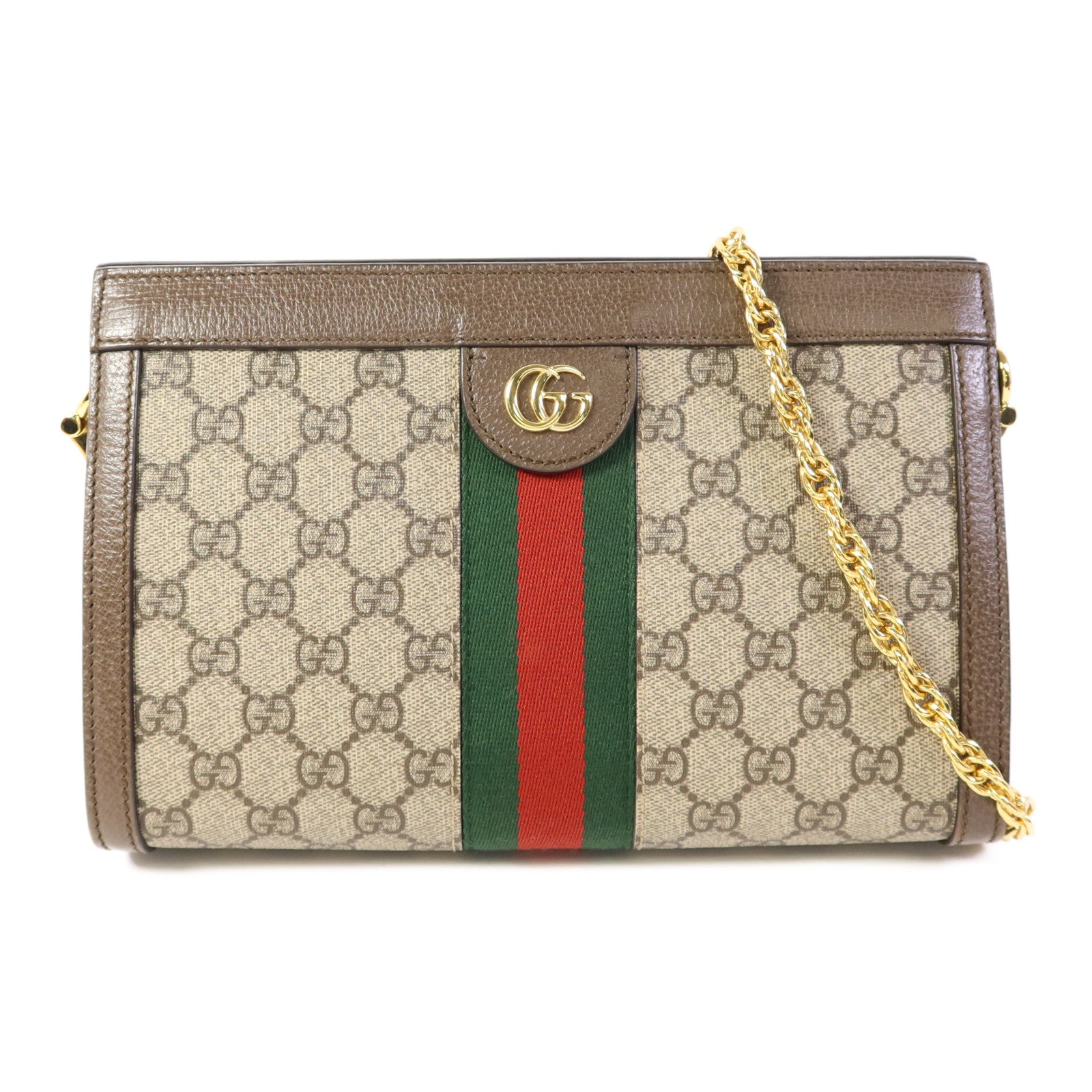 GUCCI 塗層帆布Ophidia GG Chain Shoulder Bag金扣鏈帶肩背袋