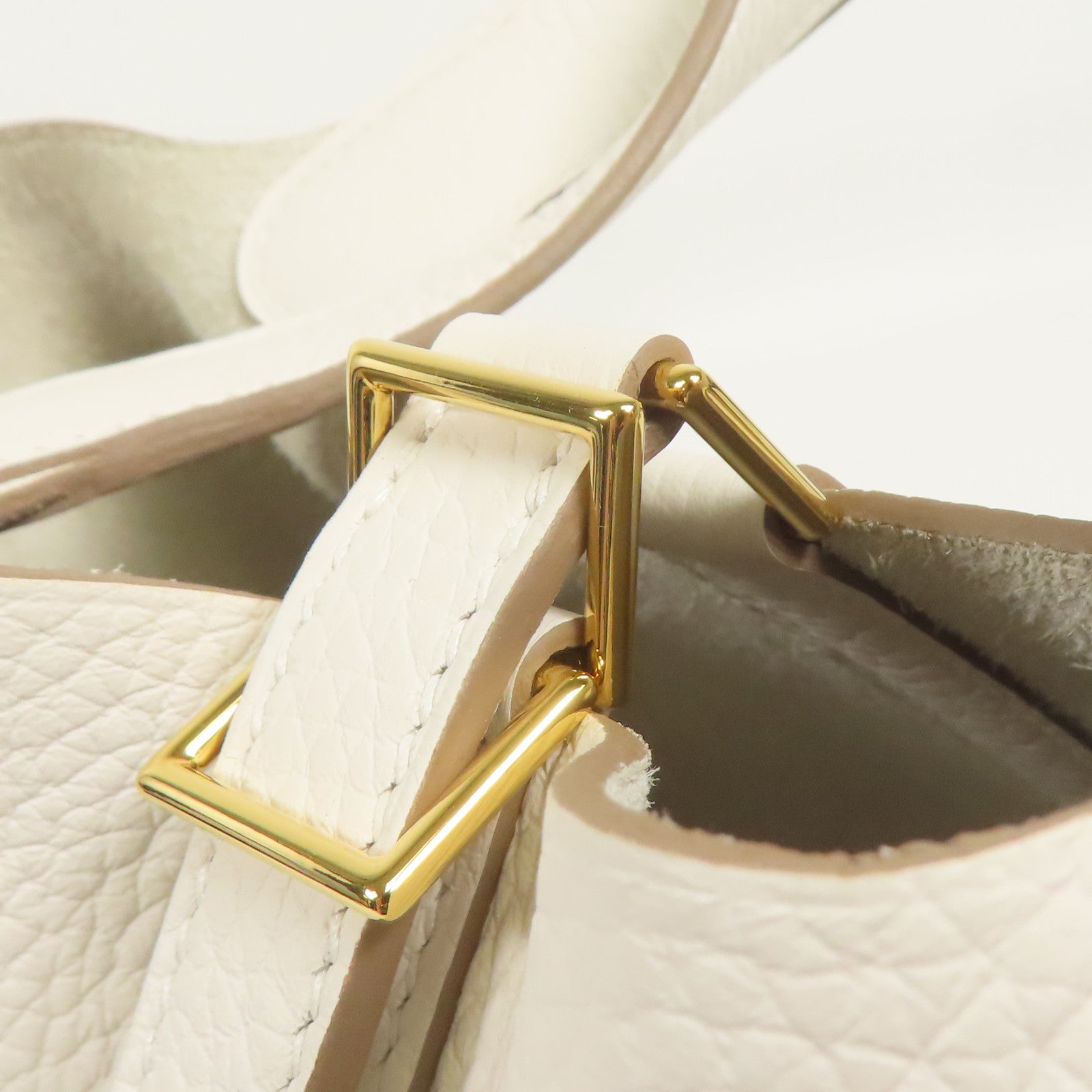HERMES Clemence皮革Picotin PM金扣手挽袋Gris Pale