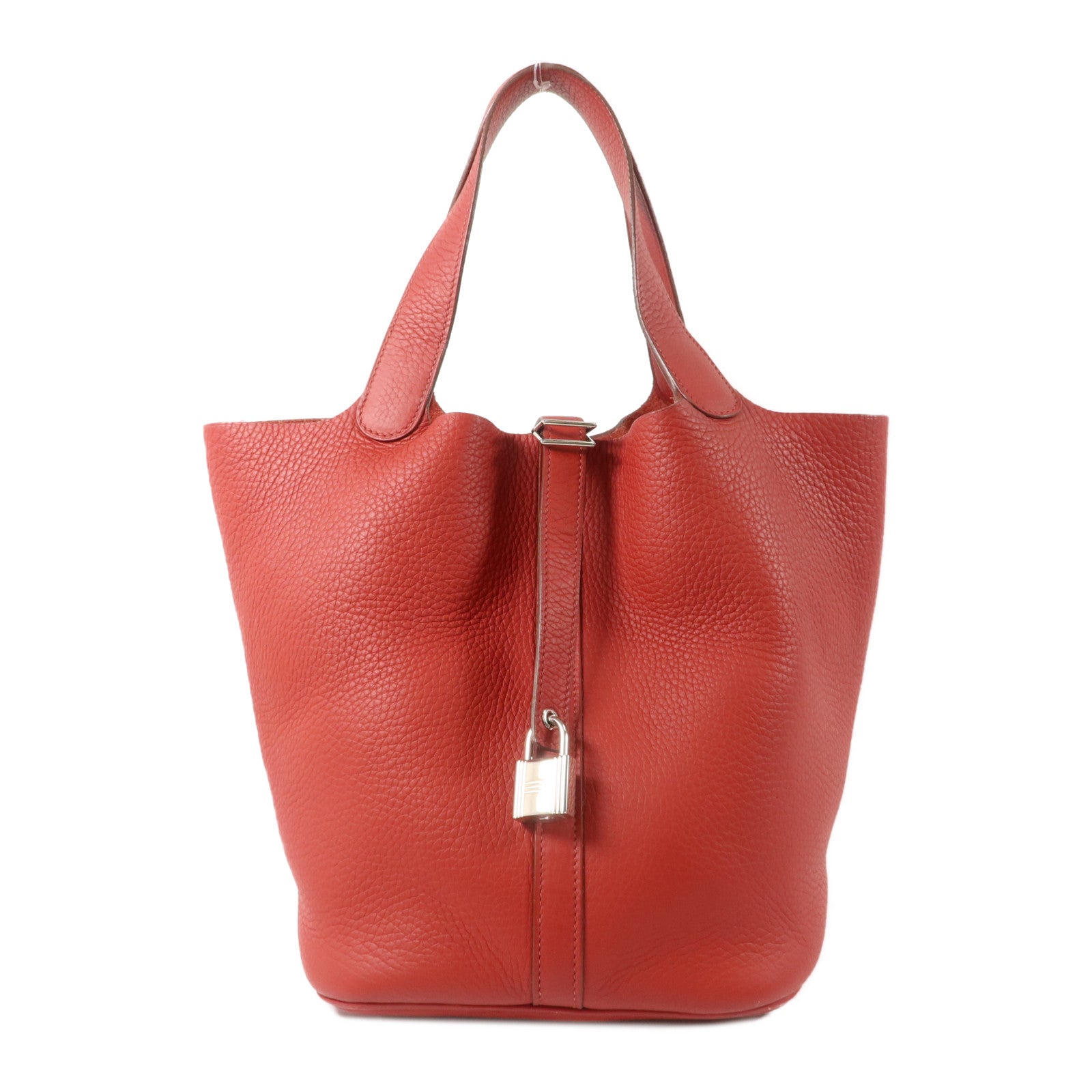 HERMES Clemence皮革Picotin GM手挽袋Rouge Pivoine