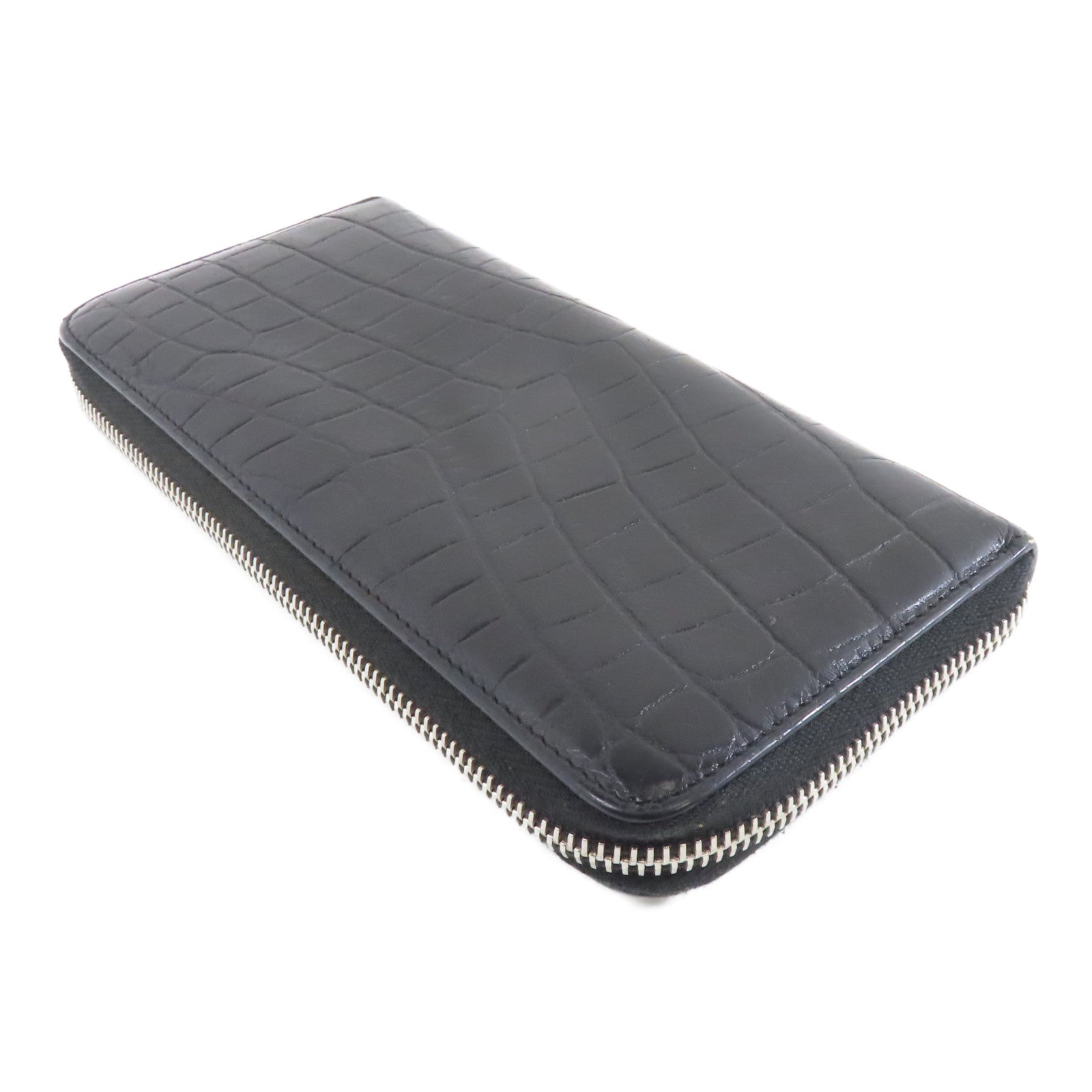 SAINT LAURENT 牛皮皮革Long Wallet銀扣長錢包黑色