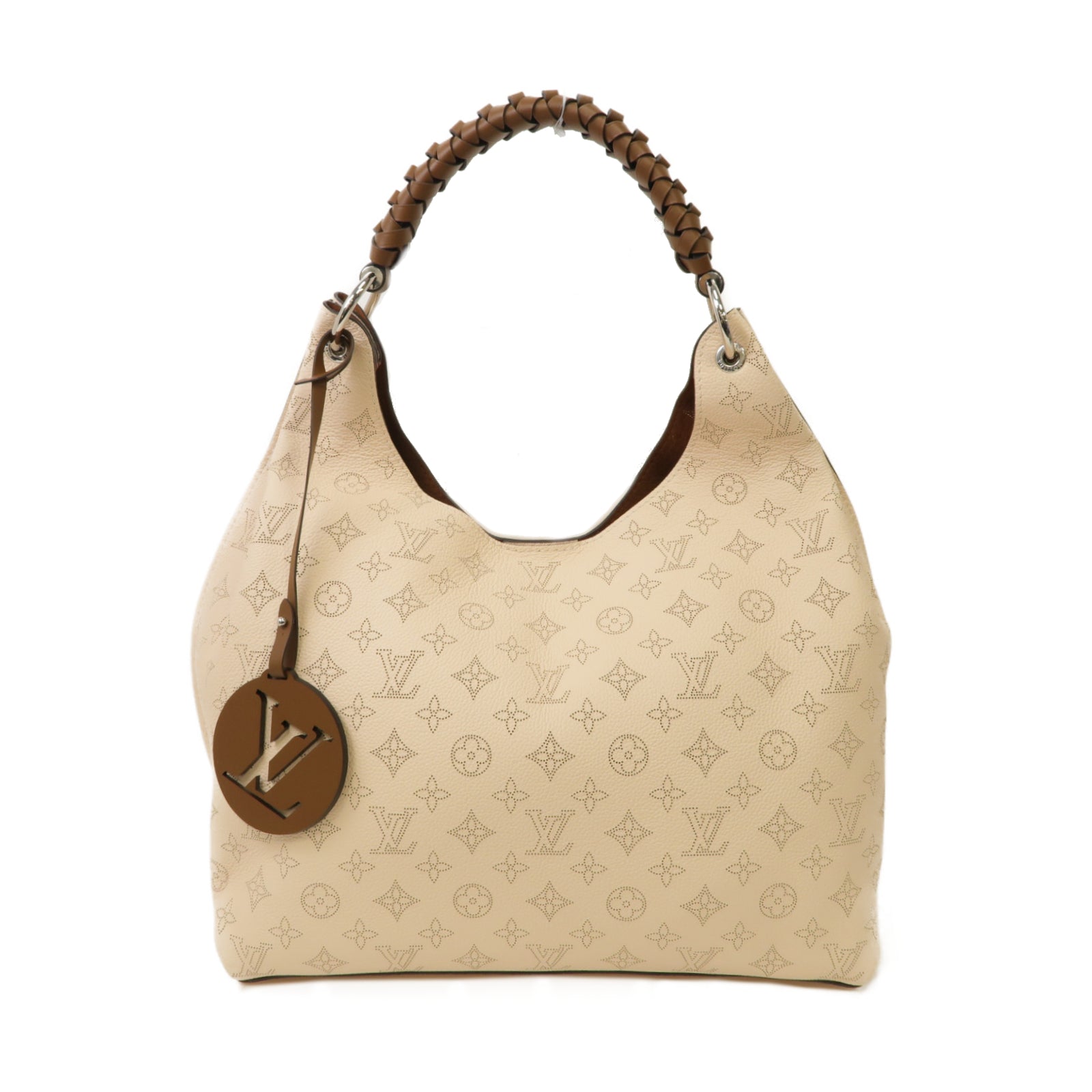 LOUIS VUITTON Mahina Carmel銀扣肩背袋米色