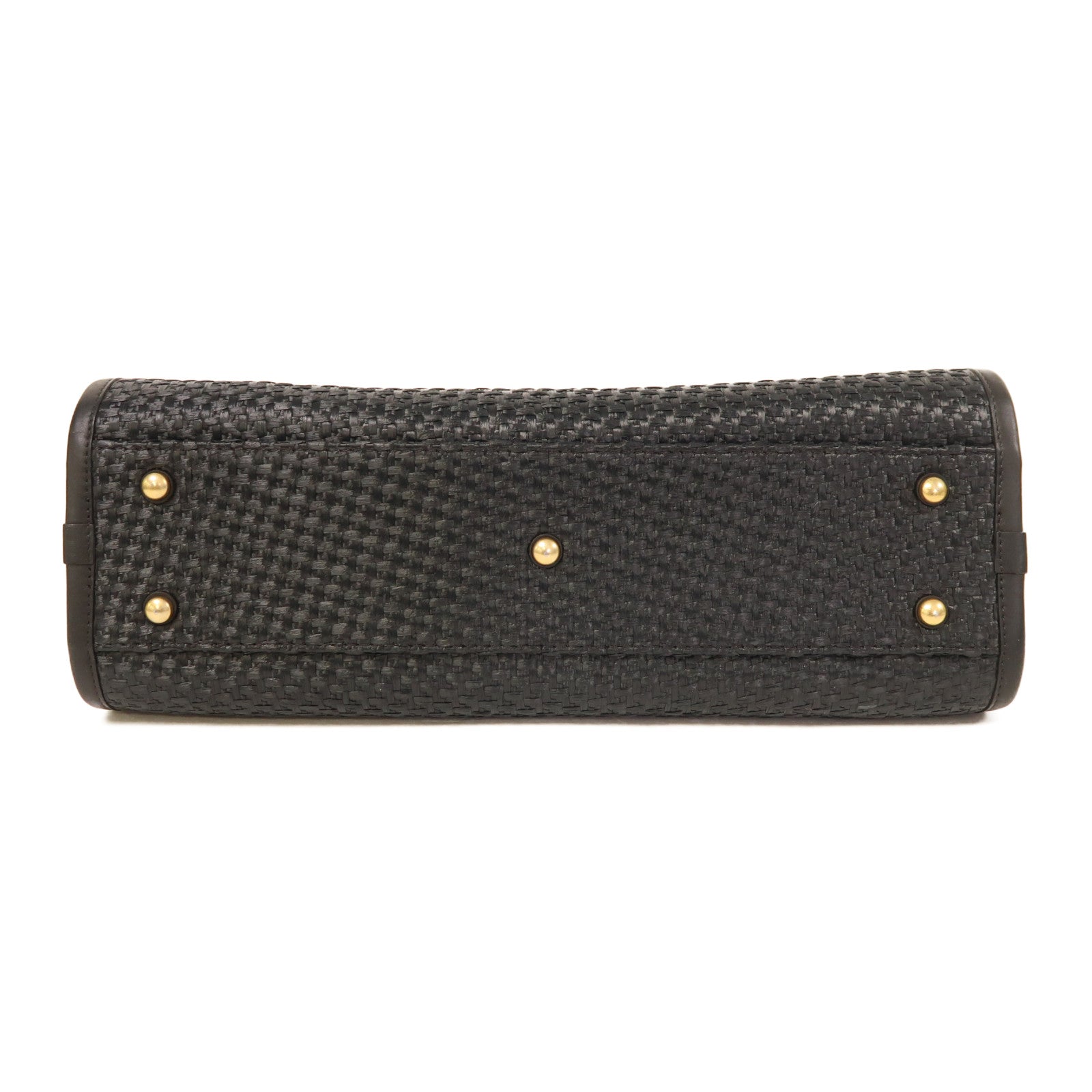 CHANEL Straw Deauville Tote金扣手挽肩背兩用袋黑色